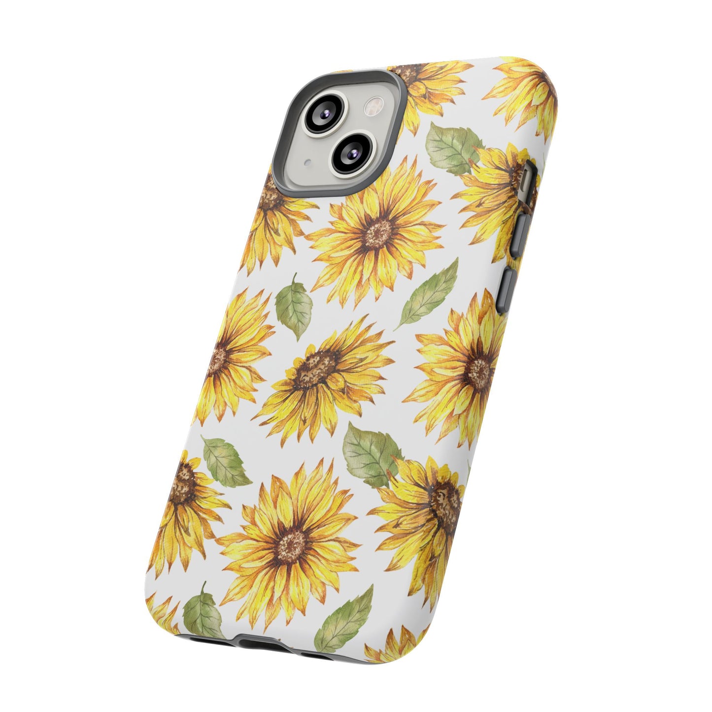 Sunflower Floral Tough Phone Case - Watercolor Botanical Print, Bright Nature Aesthetic, Compatible with iPhone, Galaxy, and Google Phones