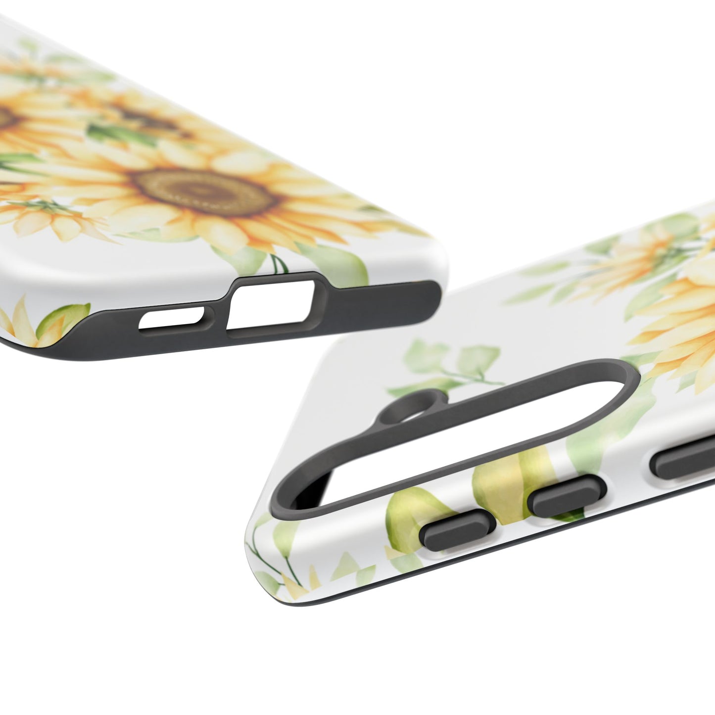 Sunflower Floral Tough Phone Case - Watercolor Botanical Art, Bright Nature Aesthetic, Compatible with iPhone, Galaxy, and Google Phones