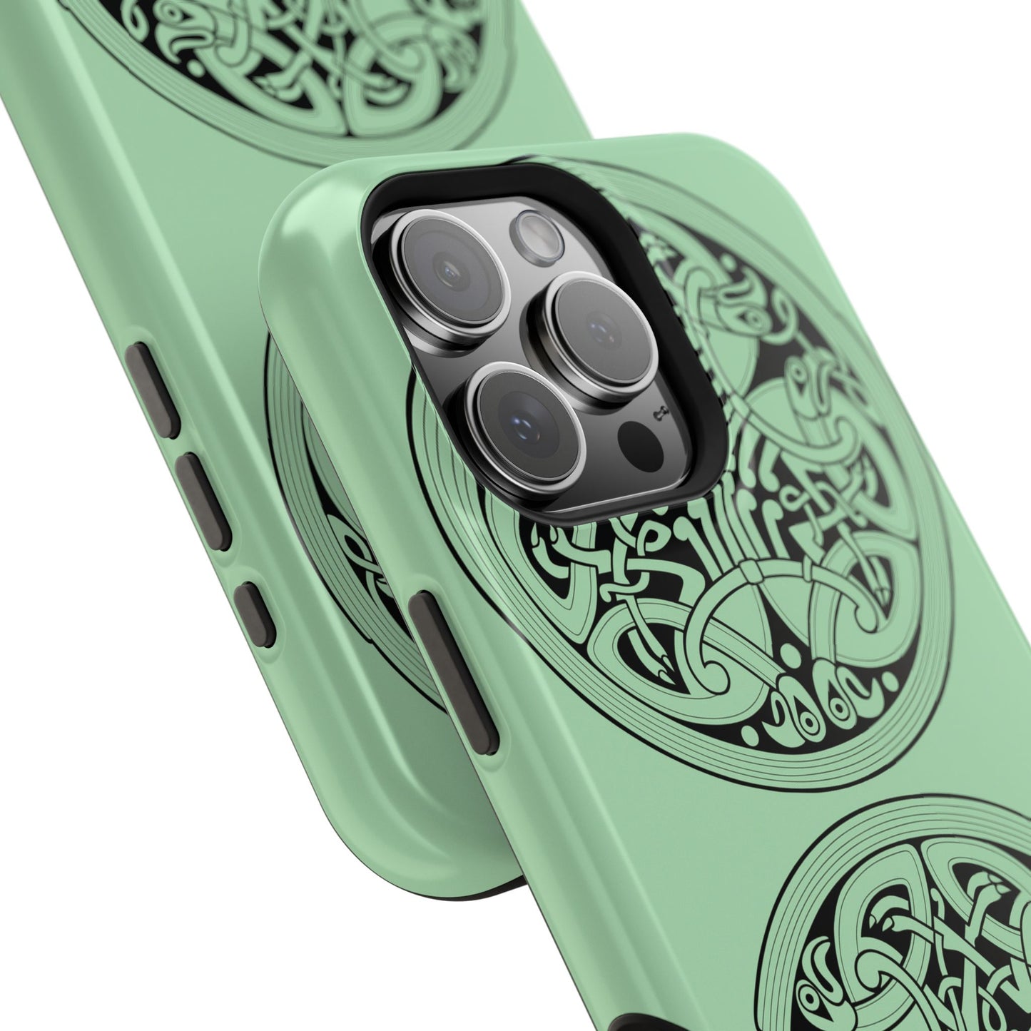 Celtic Medallion Magnetic Phone Case, Mint Green Design, St. Patrick Phone Cover Compatible with iPhone 17, 16, 15, 14, 13