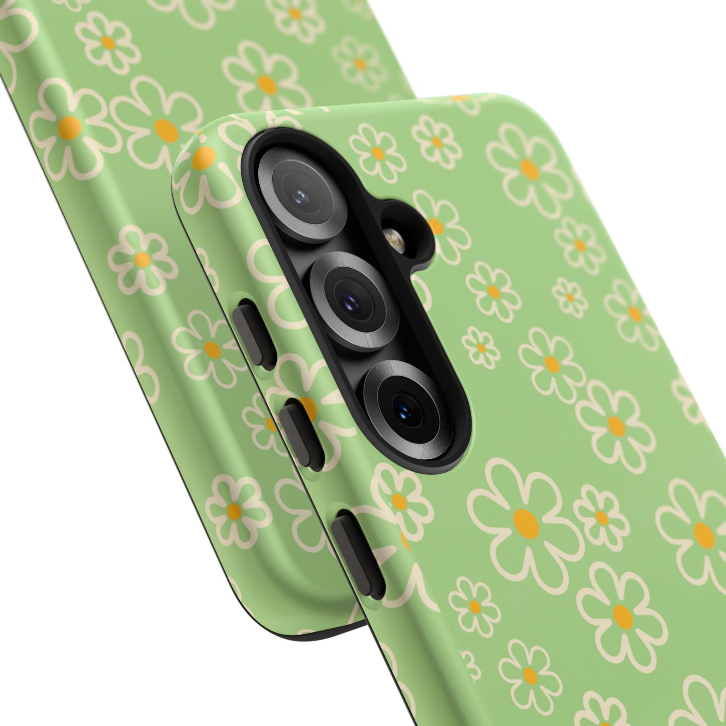 Minimal Daisy Flower Tough Phone Case - Retro Coquette Floral Print, Cute Soft Aesthetic, Compatible with iPhone, Galaxy, and Google Phones