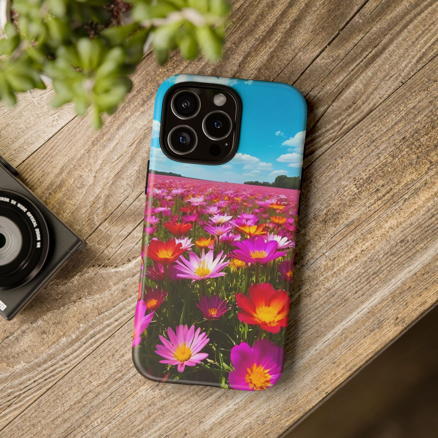 Flower Field Tough Phone Case - Wildflower Meadow Print, Colorful Nature Aesthetic, Compatible with iPhone, Galaxy, and Google Phones