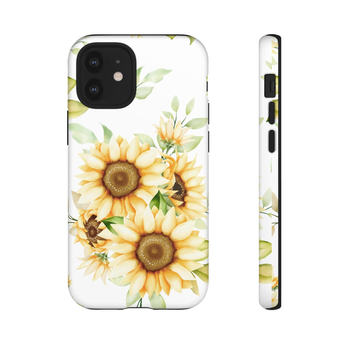 Sunflower Floral Tough Phone Case - Watercolor Botanical Art, Bright Nature Aesthetic, Compatible with iPhone, Galaxy, and Google Phones