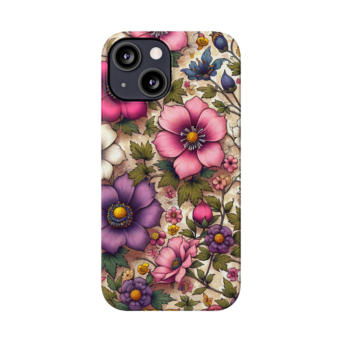 Floral Slim Phone Case - Vibrant Flower Design, Unique Floral iPhone Cover, Flower Phone Case, Gift for Her, Stylish Accessories