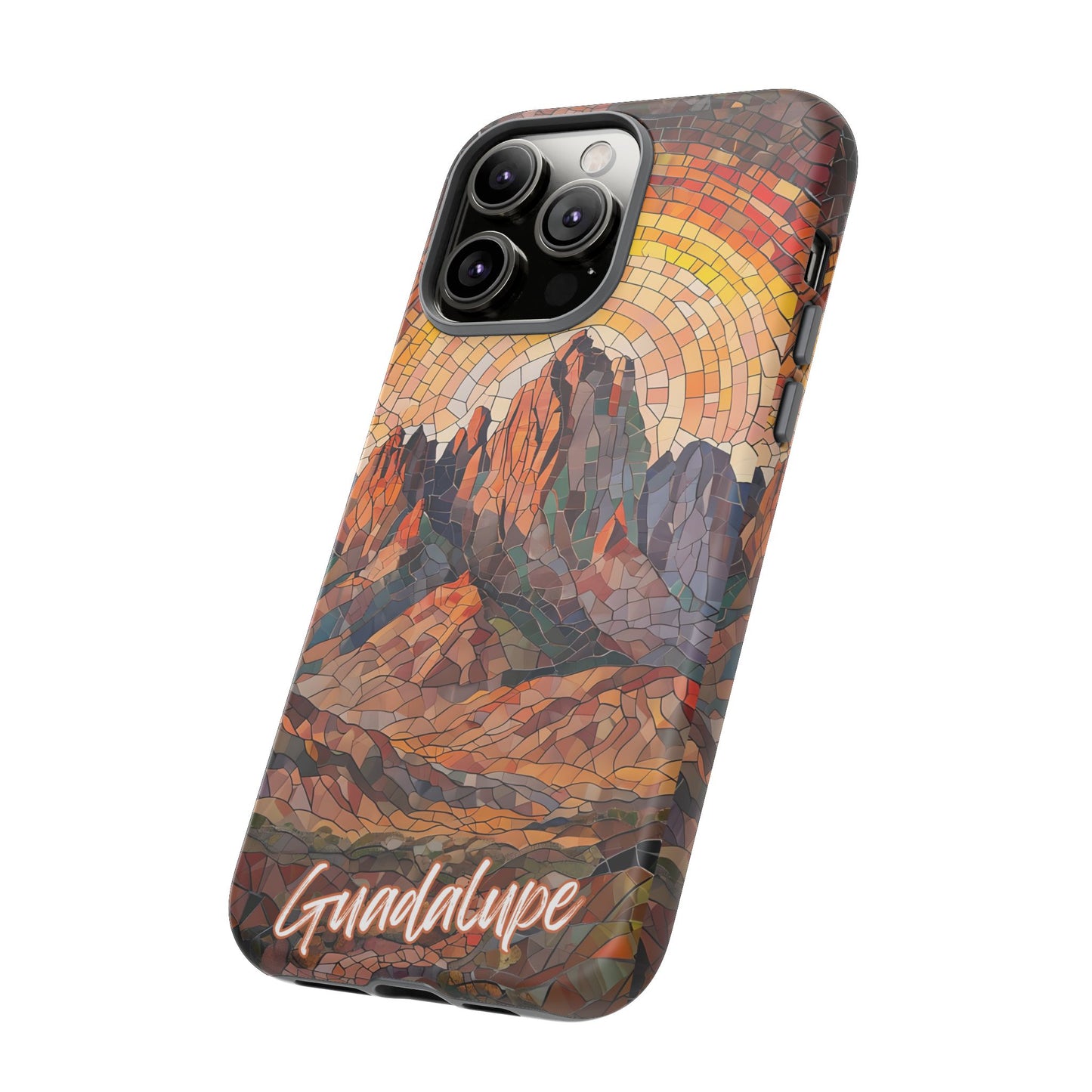 Guadalupe Mountains Mosaic Tough Phone Case, Scenic Mountain Art, National Park Aesthetic, Compatible with iPhone, Galaxy, and Google Phones