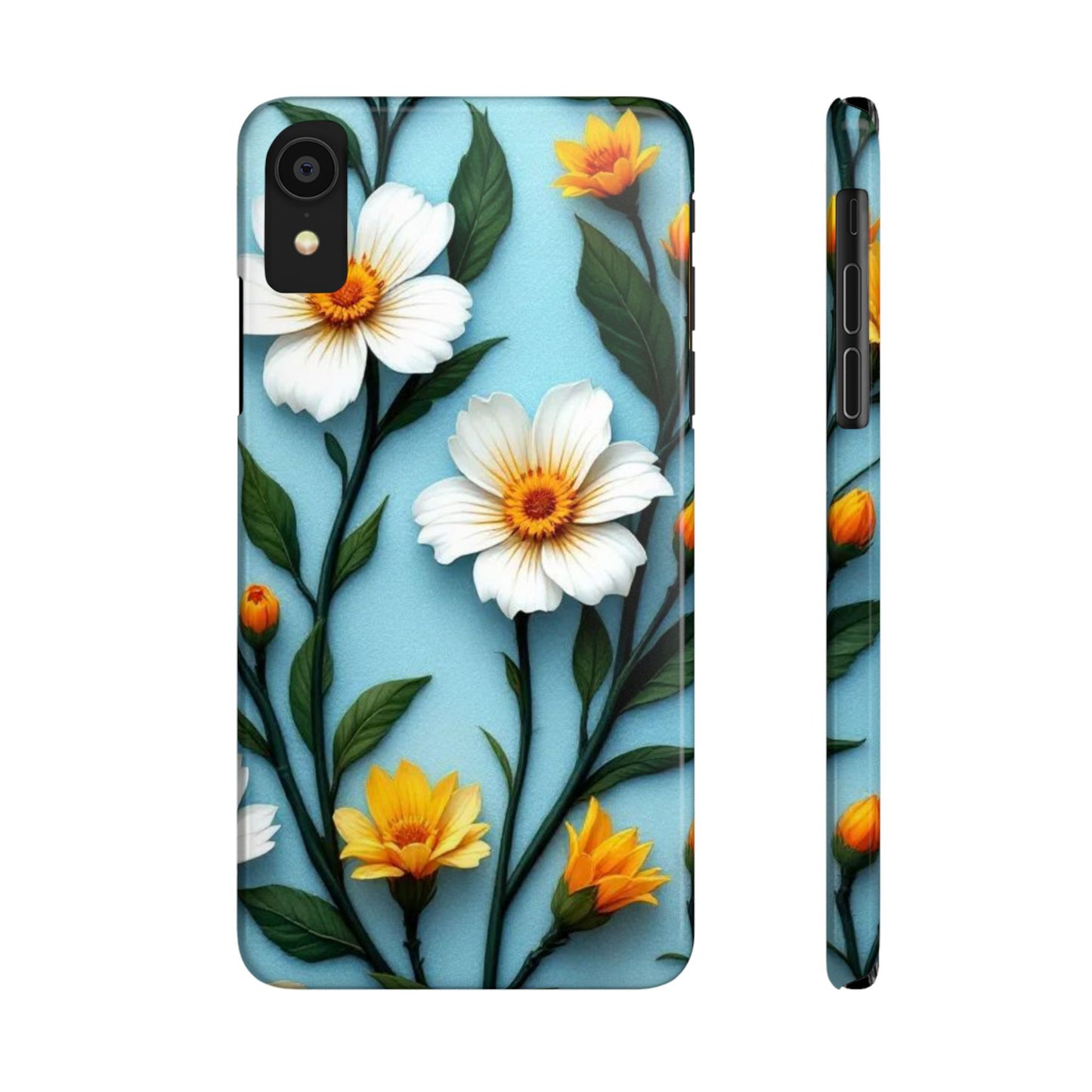 Floral Slim Phone Case - Colorful Flower Design, Elegant Phone Cover, Spring Accessories, Gift Idea for Her, Trendy Cell Phone Case