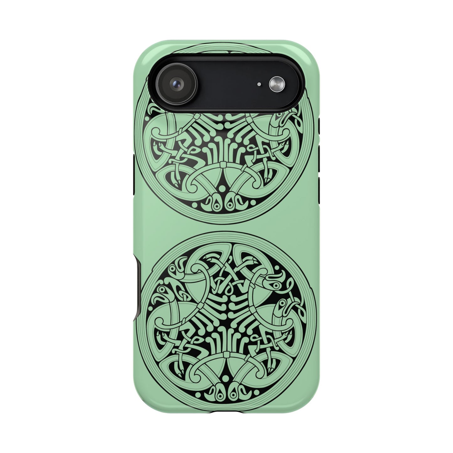 Celtic Medallion Magnetic Phone Case, Mint Green Design, St. Patrick Phone Cover Compatible with iPhone 17, 16, 15, 14, 13