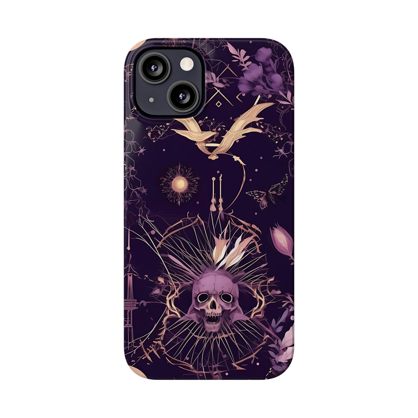 Gothic Floral Slim Phone Cases, Ghostly Style Mobile Cover, Dark Aesthetic Gift, Unique Protective Case, Perfect for Halloween