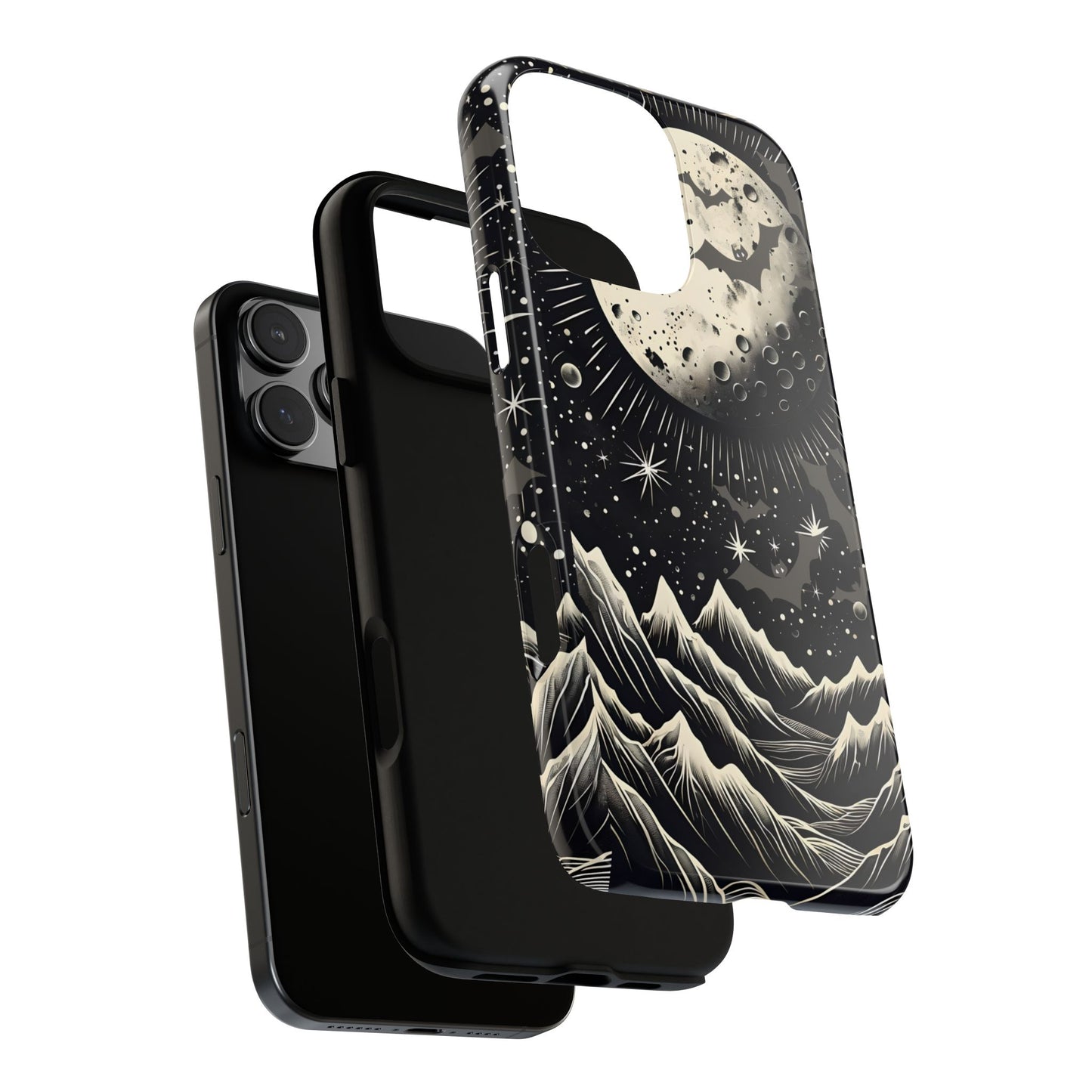 Vintage Halloween Night Sky Phone Case - Spooky Mountain Moon Scene, Celestial Goth Aesthetic, Compatible with iPhone, Galaxy, Google Phones