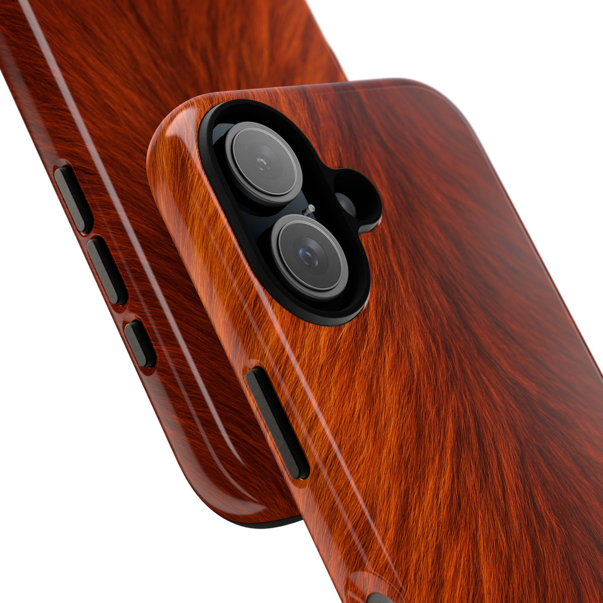 Red Panda Print Tough Phone Case, Animal Print, Protective Faux Skin Style Cover Compatible with iPhone 17, 16, 15, 14, 13, Galaxy, Google