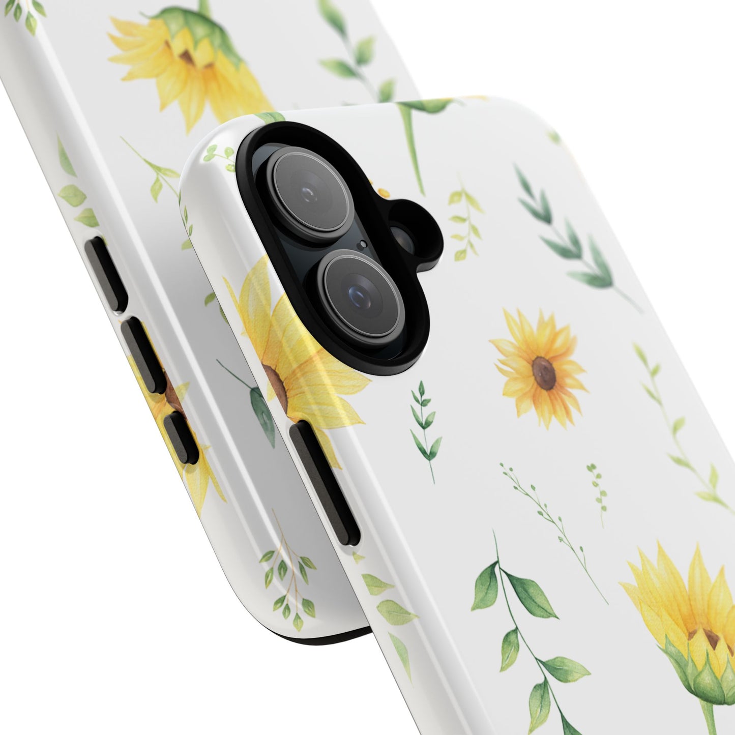 Sunflower Floral Tough Phone Case - Watercolor Botanical Print, Bright Nature Aesthetic, Compatible with iPhone, Galaxy, and Google Phones