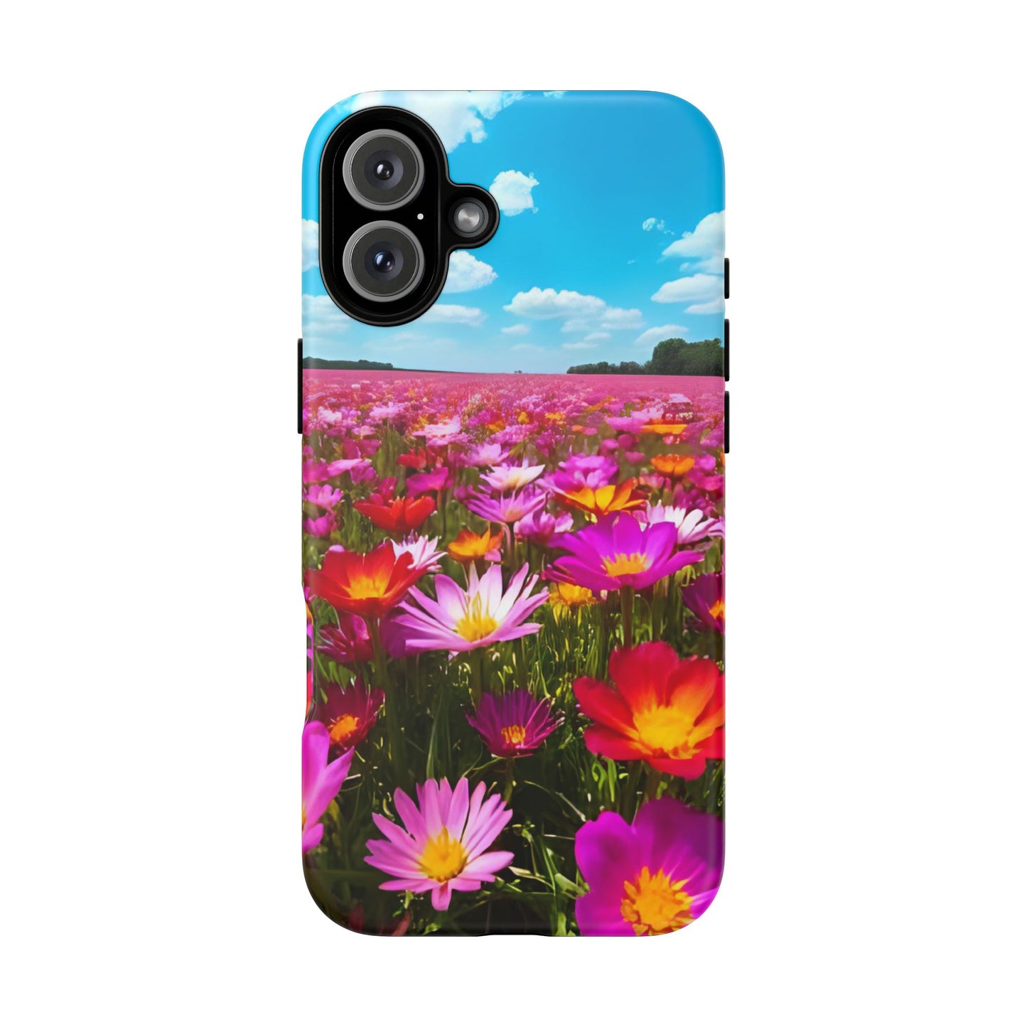 Flower Field Tough Phone Case - Wildflower Meadow Print, Colorful Nature Aesthetic, Compatible with iPhone, Galaxy, and Google Phones