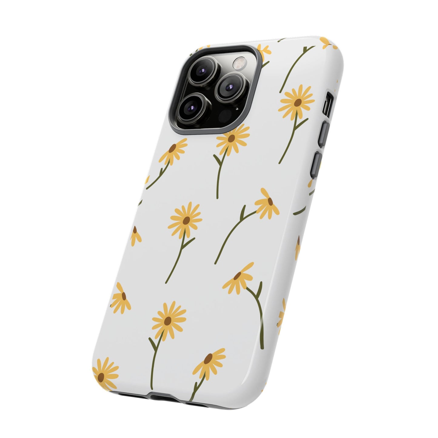 Sunflower Floral Tough Phone Case - Minimal Daisy-Inspired Print, Simple Botanical Aesthetic, Compatible with iPhone, Galaxy, and Google