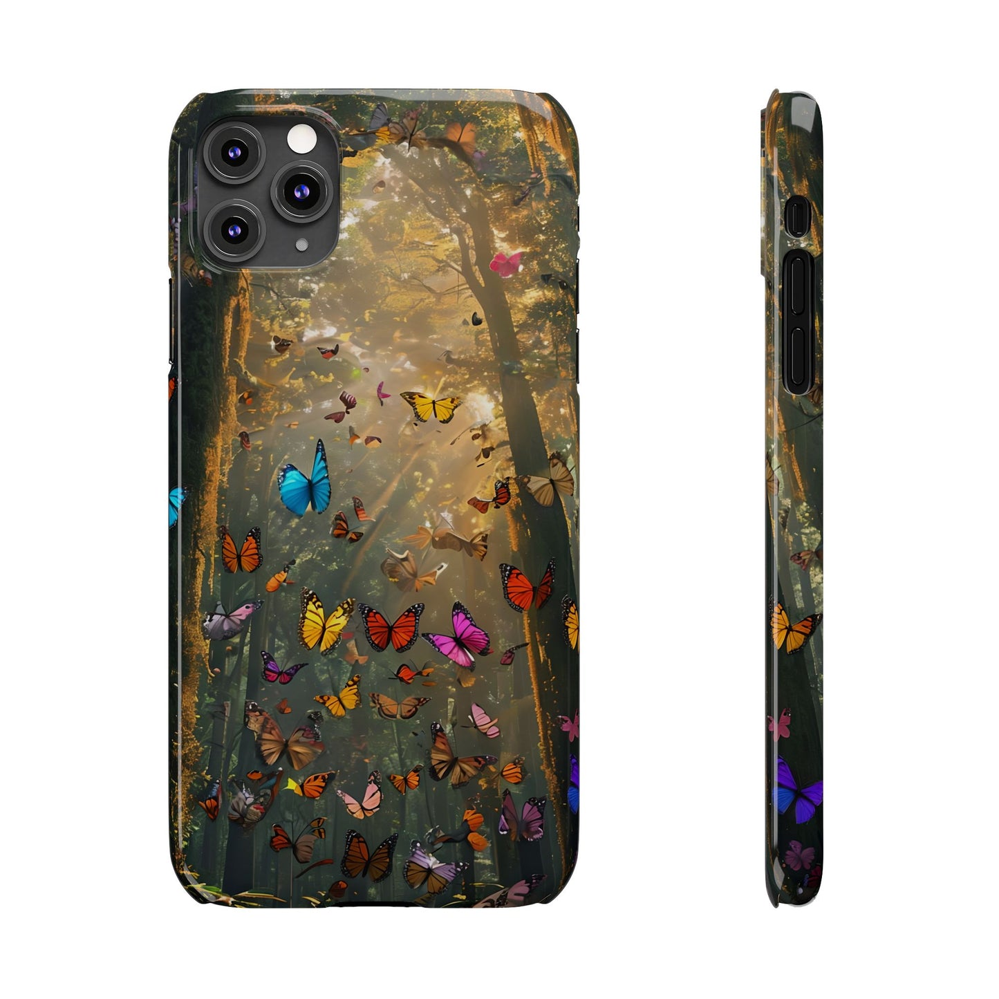 Butterfly Forest Slim Phone Cases - Nature Inspired, Colorful Phone Cover, Eco-Friendly Gift, Butterfly Lovers, Floral Design, Outdoor Vibe