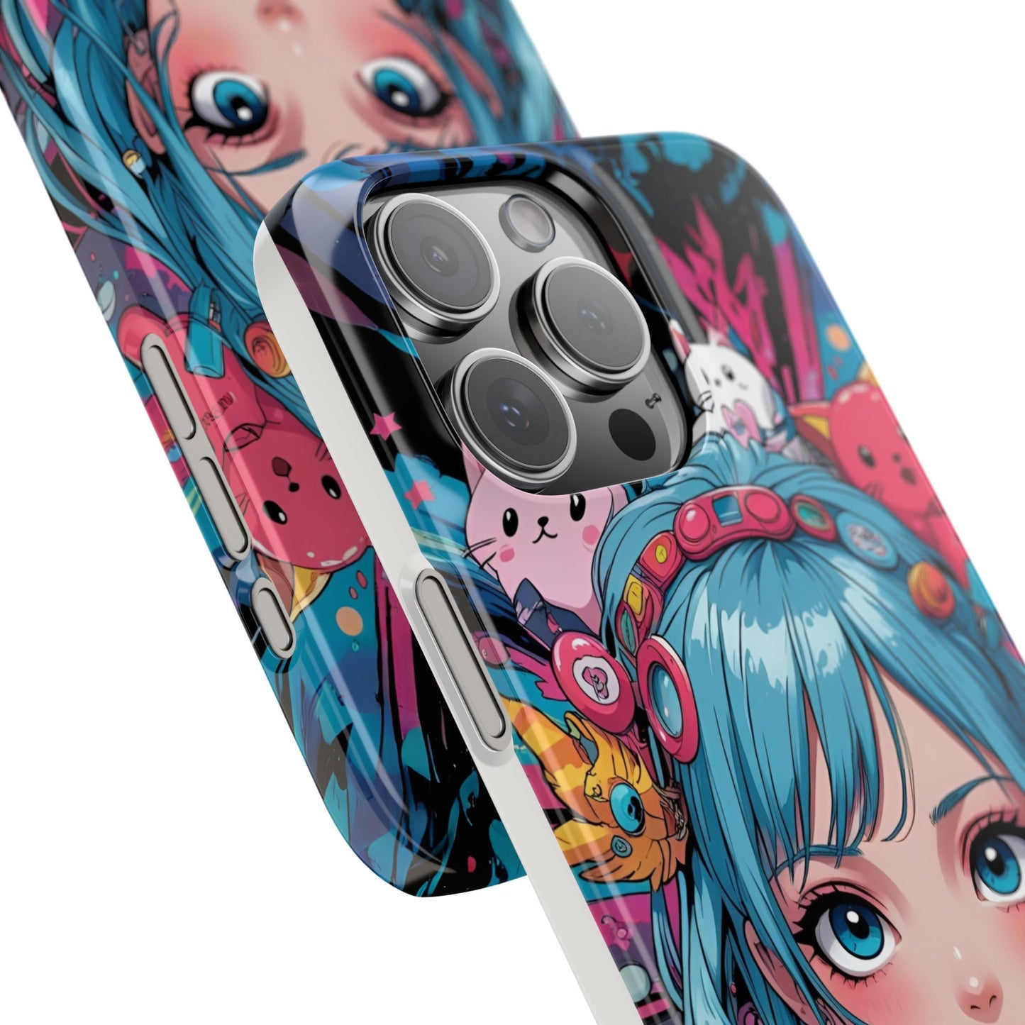 Y2K Anime Girl Slim Phone Case - Cute Maximalist Aesthetic, Kawaii Vaporwave Style, Pop Culture Lovers and Special Occasions