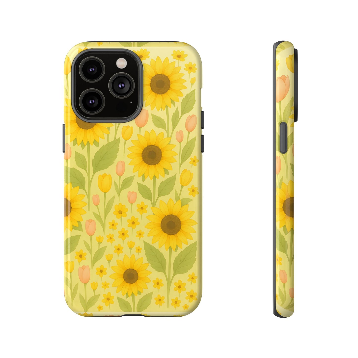 Sunflower Floral Phone Case, Watercolor Botanical Print, Aesthetic Tough Phone Case, Compatible with iPhone, Galaxy, Google