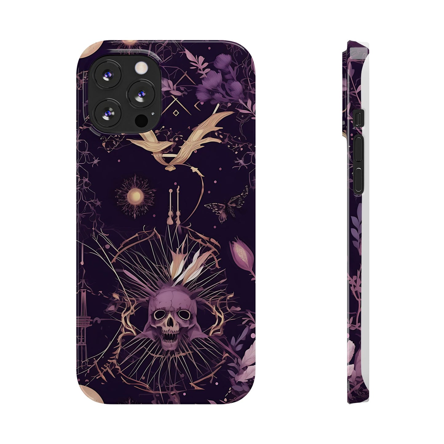 Gothic Floral Slim Phone Cases, Ghostly Style Mobile Cover, Dark Aesthetic Gift, Unique Protective Case, Perfect for Halloween
