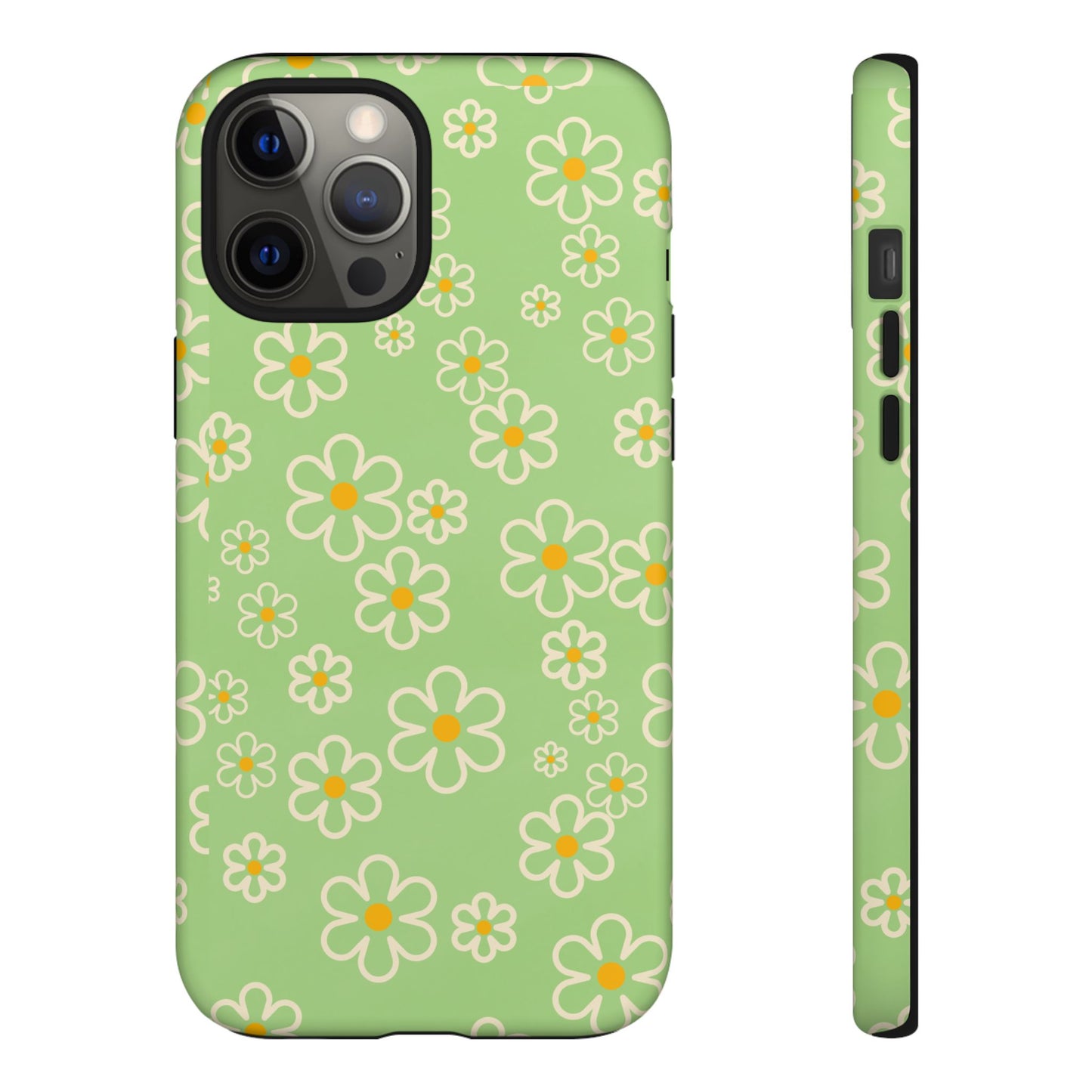 Minimal Daisy Flower Tough Phone Case - Retro Coquette Floral Print, Cute Soft Aesthetic, Compatible with iPhone, Galaxy, and Google Phones