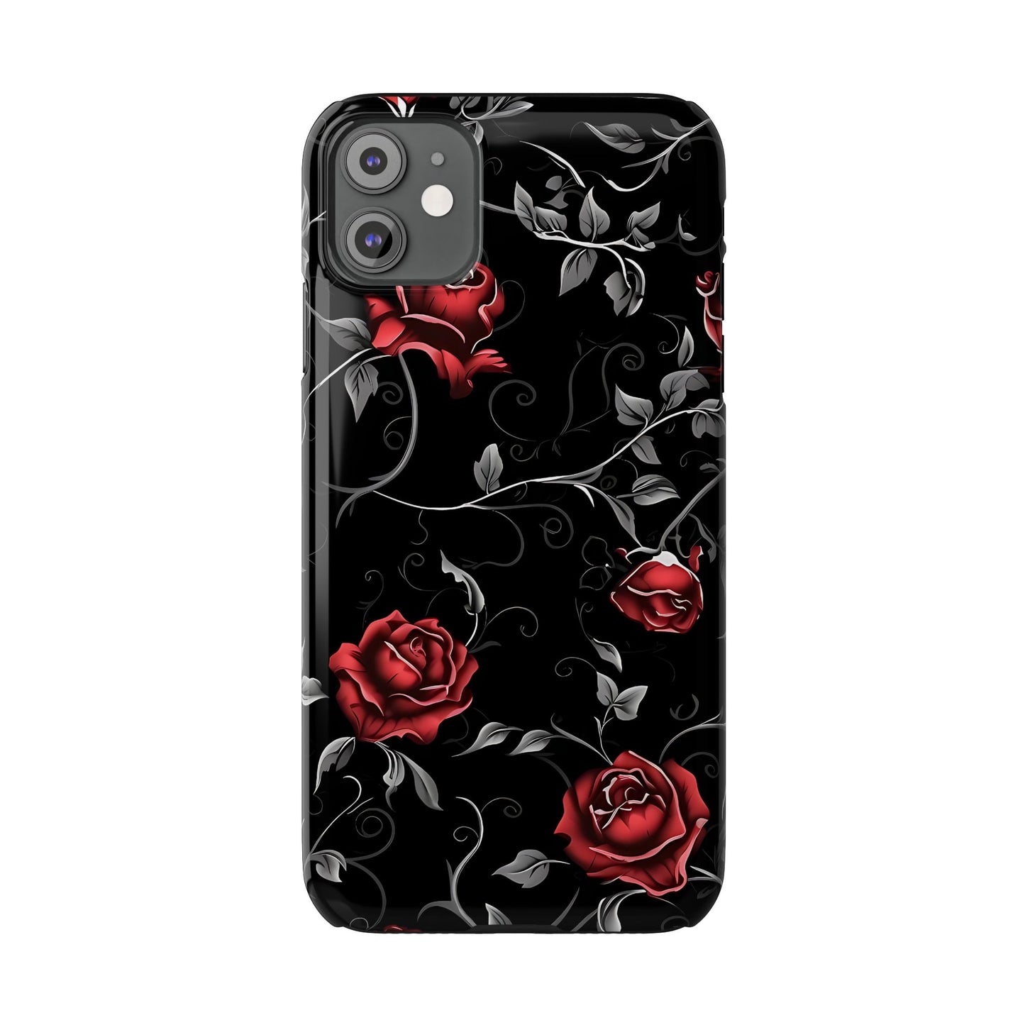 Elegant Floral Slim Phone Cases, Gothic Style Case, Rose Design Cover, Unique Gift for Her, Phone Accessories, Modern Chic