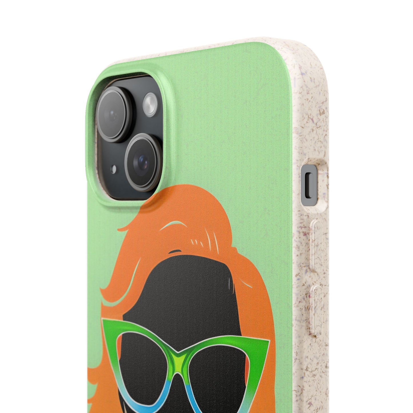 Ginger Woman Biodegradable Phone Case, Irish Green Sunglasses Portrait, St Patricks Day Redhead Art Cover Compatible with iPhone