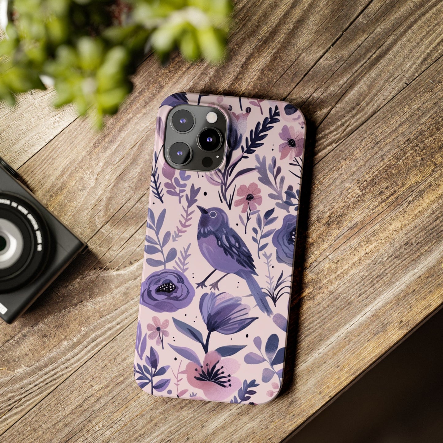 Floral Bird Slim Phone Case, Elegant Phone Cover, Cute Gift for Bird Lovers, Spring Vibes, Nature-Inspired