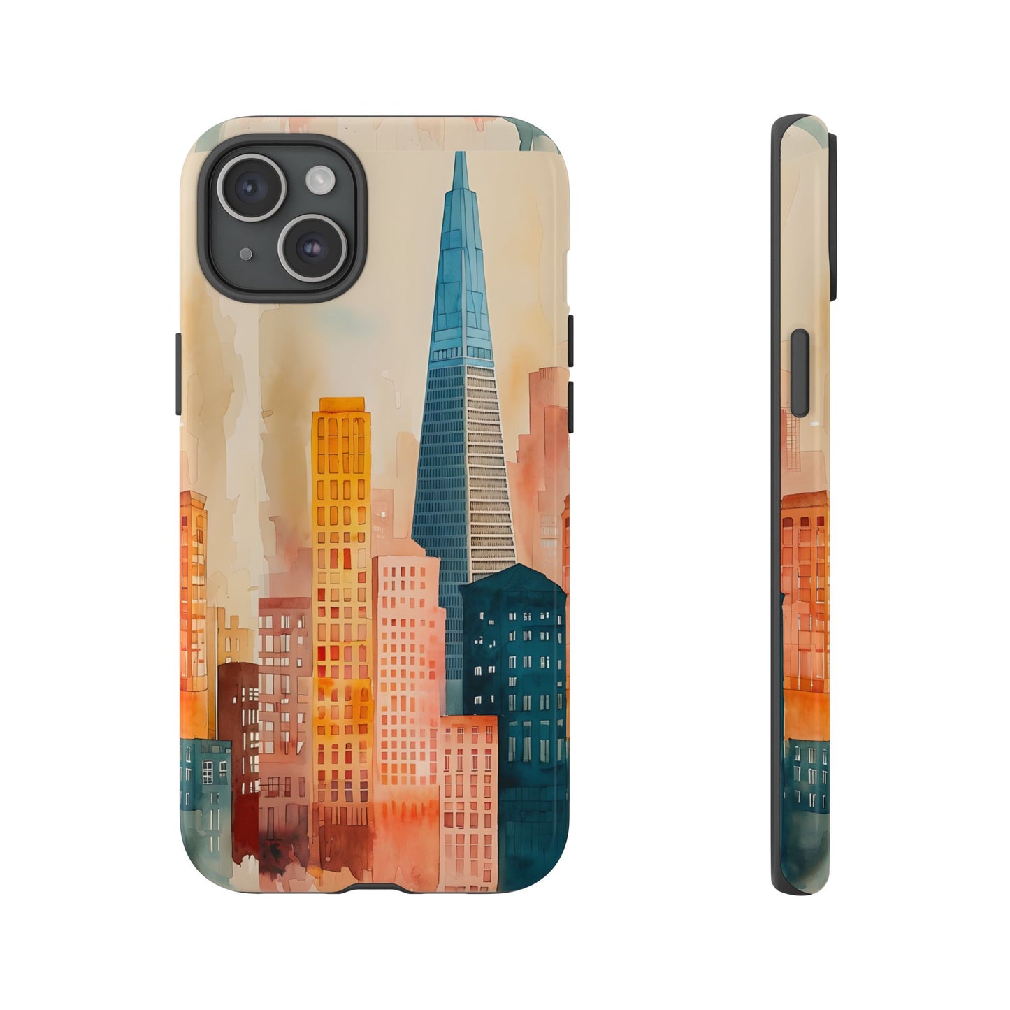 San Francisco Cityscape Tough Phone Case - Tropical Skyline Aesthetic, Sunset Beach Urban Art, Compatible with iPhone, Galaxy, and Google