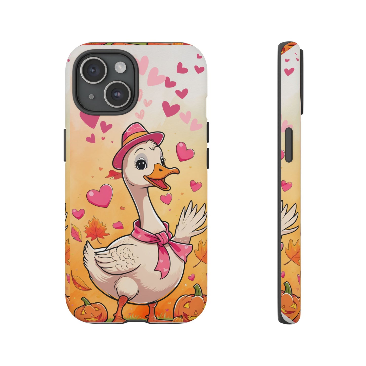Summerween Silly Goose Phone Case, Coquette Halloween Phone Cover, Cozy Cute Halloween Aesthetic Case, Pink Hearts Fall Glam Girl Accessory