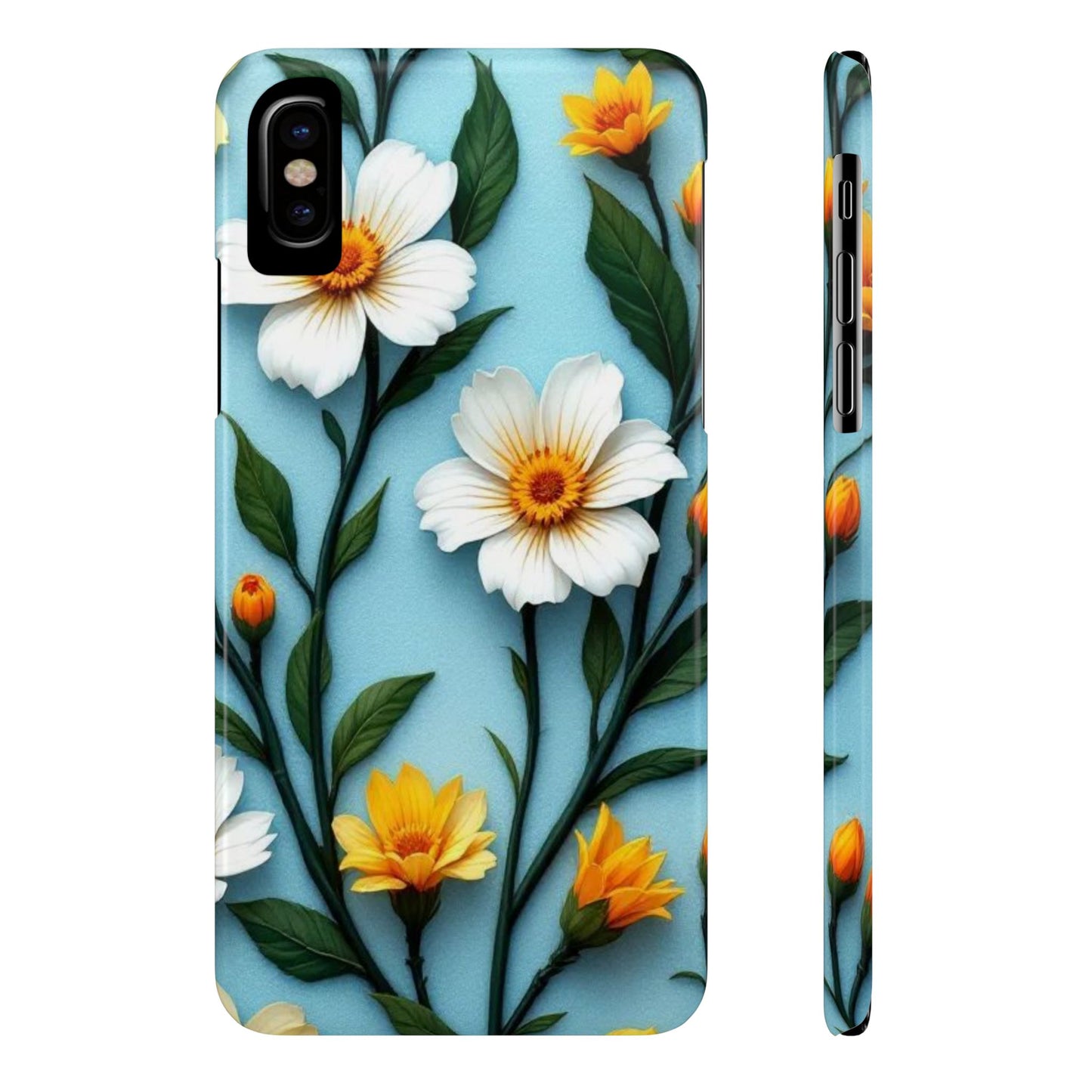 Floral Slim Phone Case - Colorful Flower Design, Elegant Phone Cover, Spring Accessories, Gift Idea for Her, Trendy Cell Phone Case