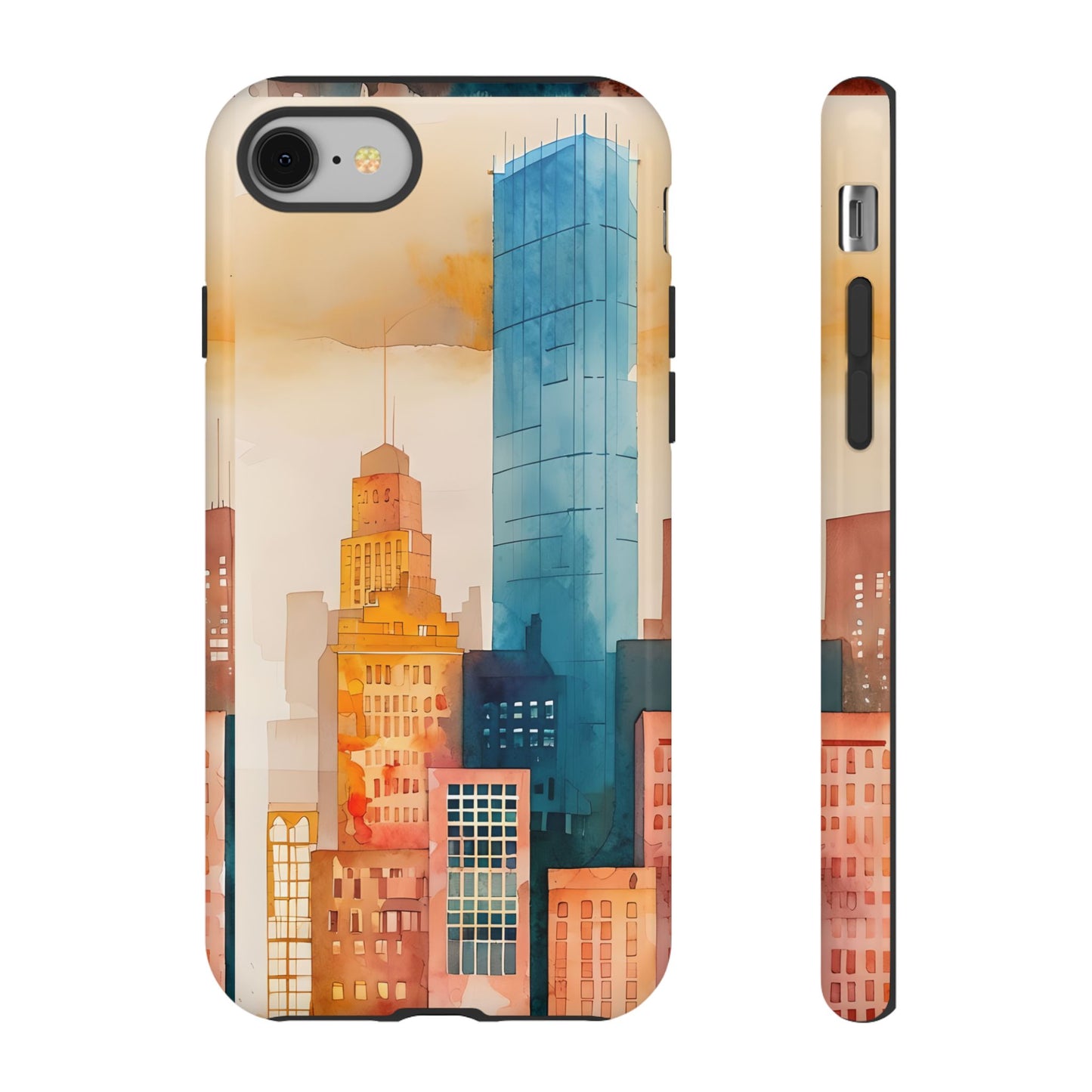 Boston Cityscape Tough Phone Case - Tropical Skyline Aesthetic, Sunset Beach Urban Art, Compatible with iPhone, Galaxy, and Google Phones