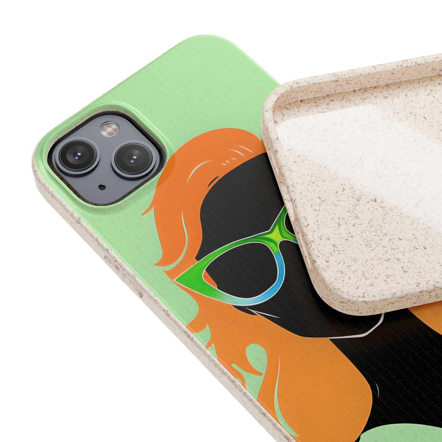 Ginger Woman Biodegradable Phone Case, Irish Green Sunglasses Portrait, St Patricks Day Redhead Art Cover Compatible with iPhone