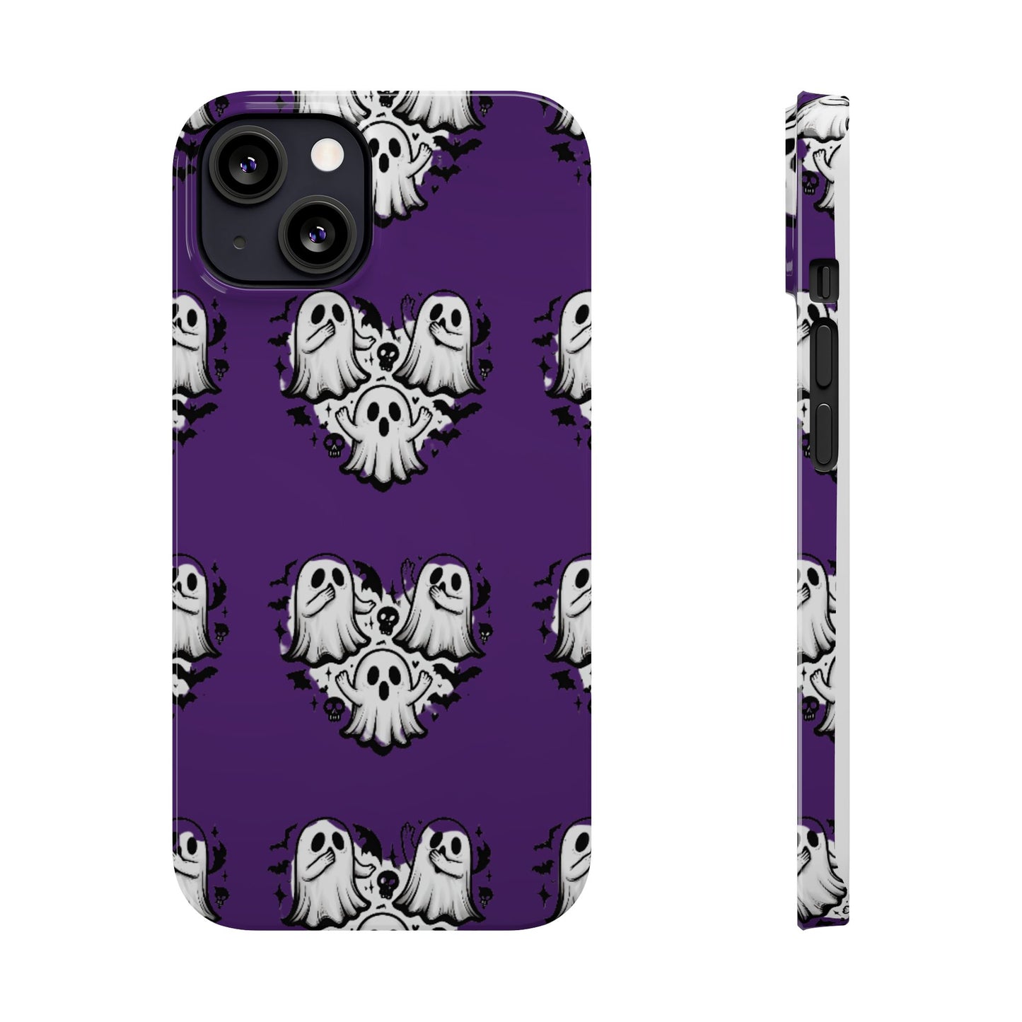 Cute Ghost Heart Slim Phone Case, Creepy Cute Spooky Heart Print, Goth Coquette Aesthetic Spooky Accessories, Halloween Gift Case