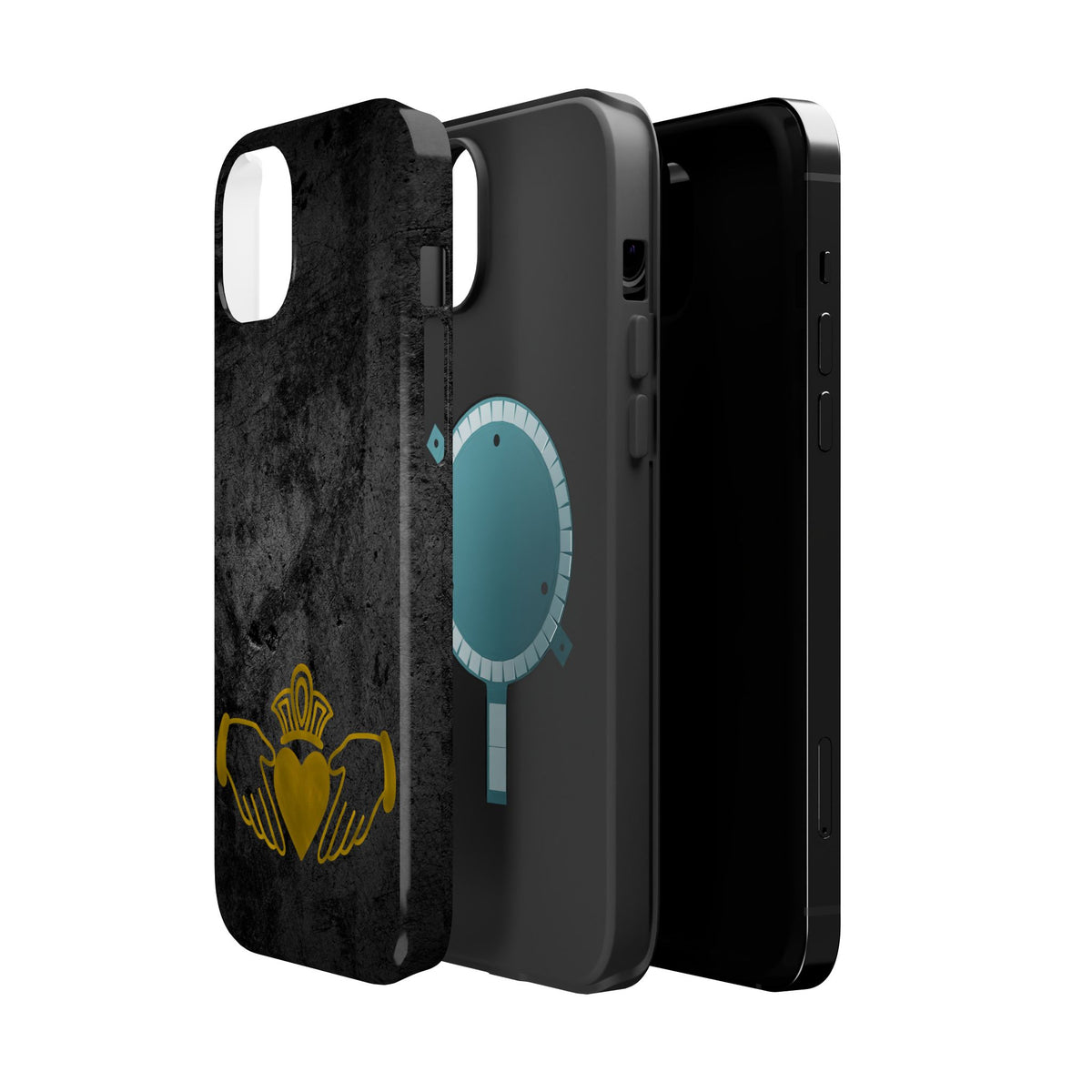 Claddagh Magnetic Phone Case Irish Symbol Ring Black Gold Design Love Loyalty Friendship Compatible with iPhone 17 16 15 14 13