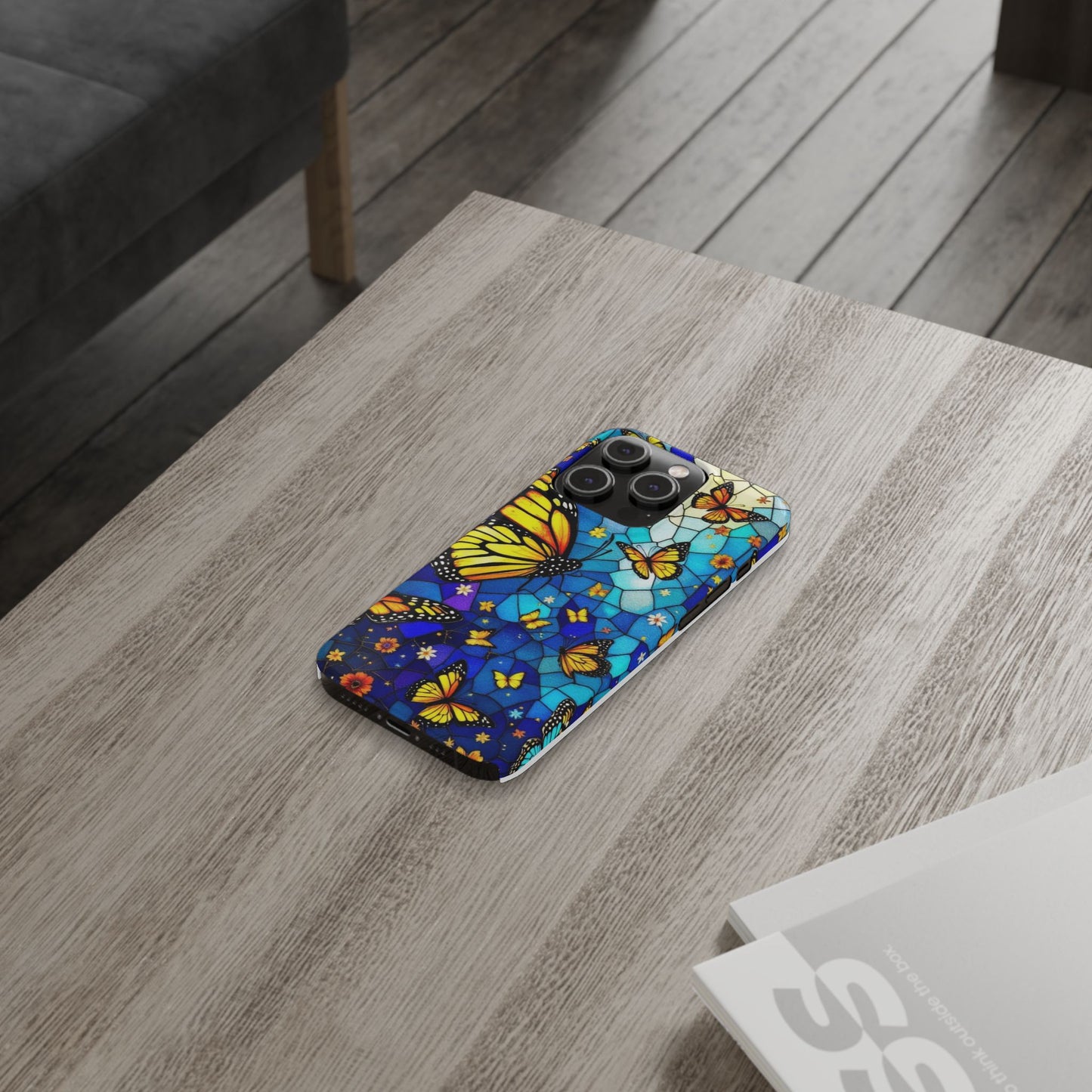 Butterfly Garden Slim Phone Case - Colorful Floral Design, Gift for Nature Lovers, Birthday Surprise, Eco-Friendly, Summer Vibes