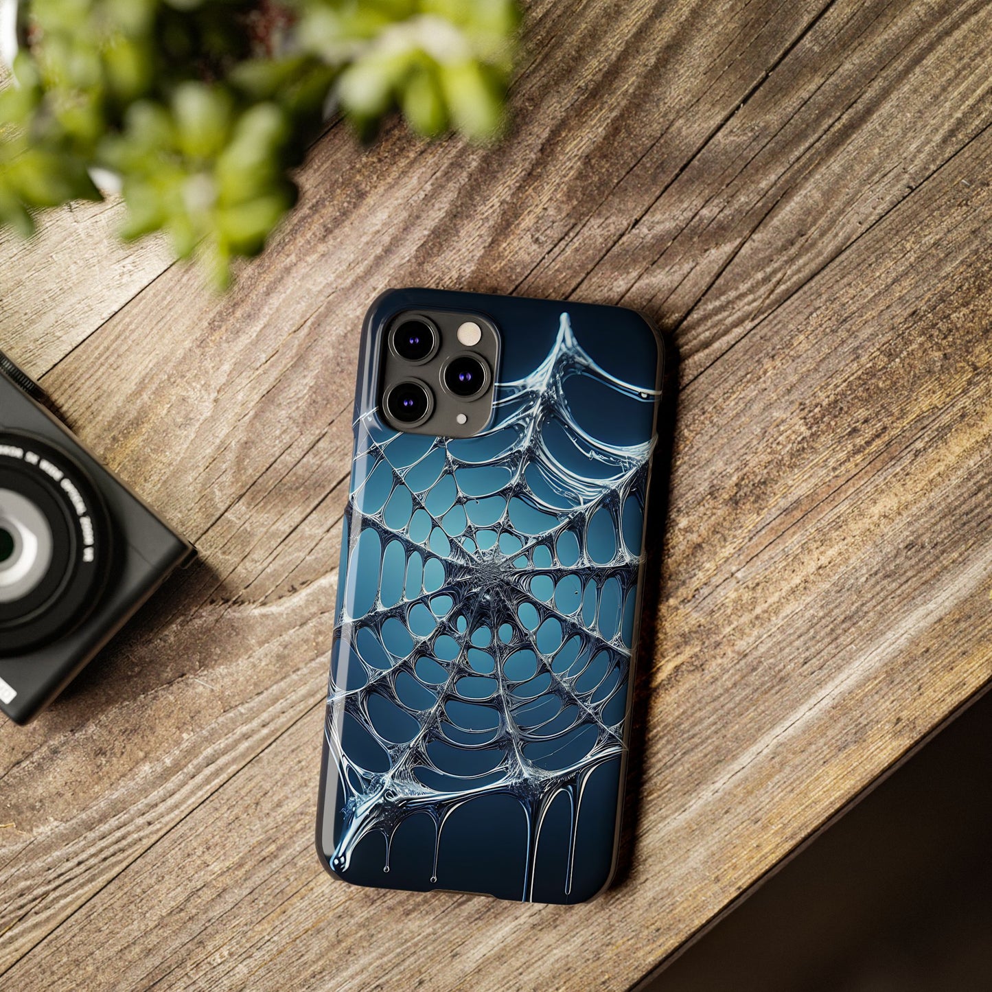 Spider Web Slim Phone Case - Artistic Design for Halloween, Unique Gift, Phone Accessories, Trendy Tech Style, Eco-Friendly Case