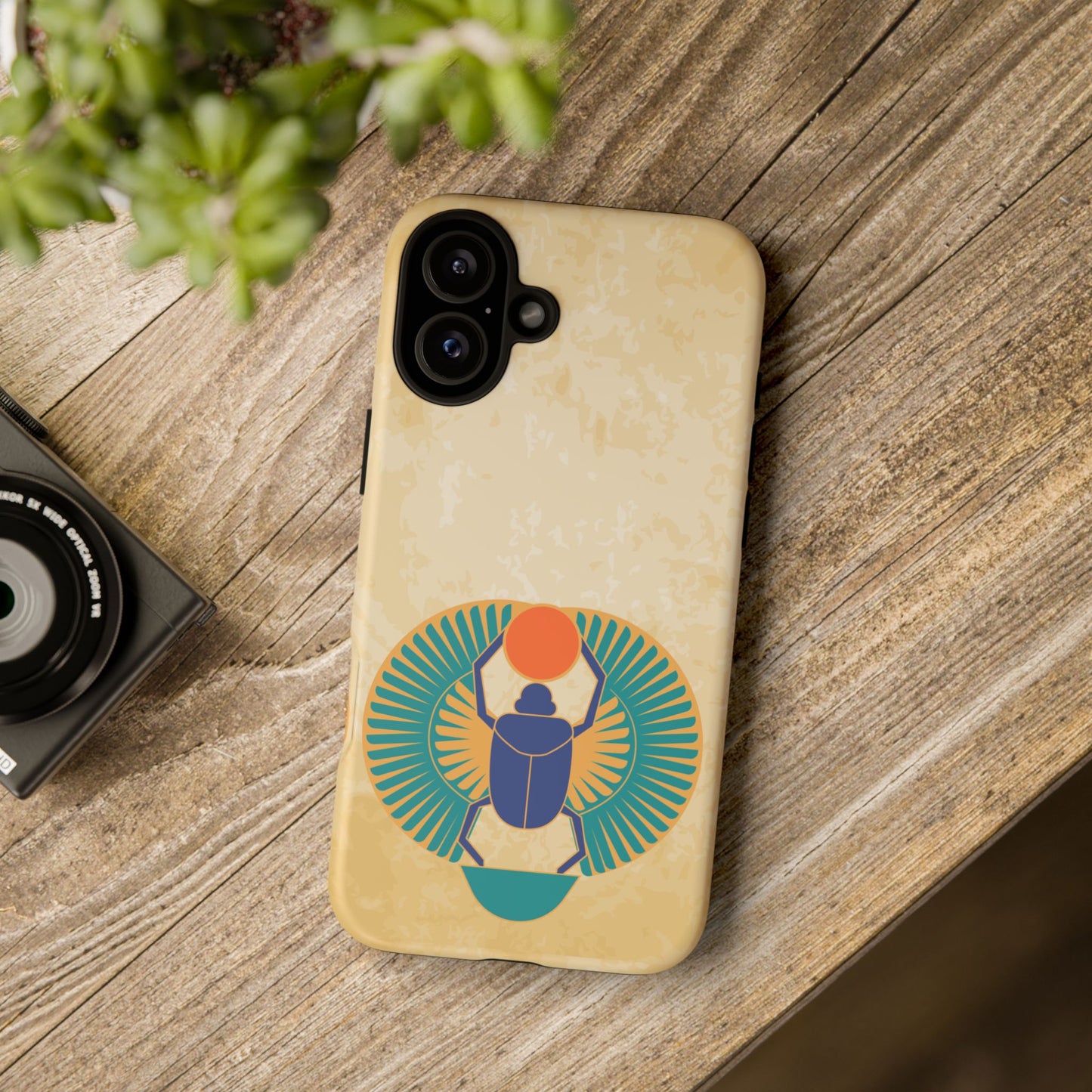 Ancient Egyptian Scarab Beetle Tough Phone Case - Symbol of Rebirth Design, Mythological Art, Compatible with iPhone, Galaxy, and Google