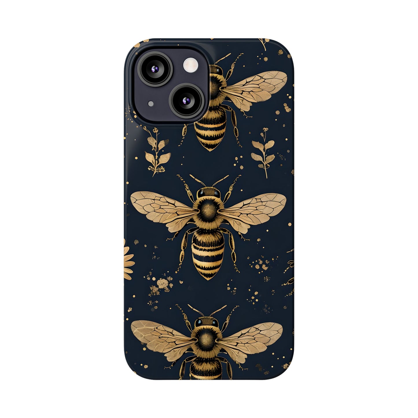 Golden Bee Slim Phone Case | Nature Lover Gift | Floral Print Design | Eco-Friendly Accessory | Ideal for Birthdays, Holidays