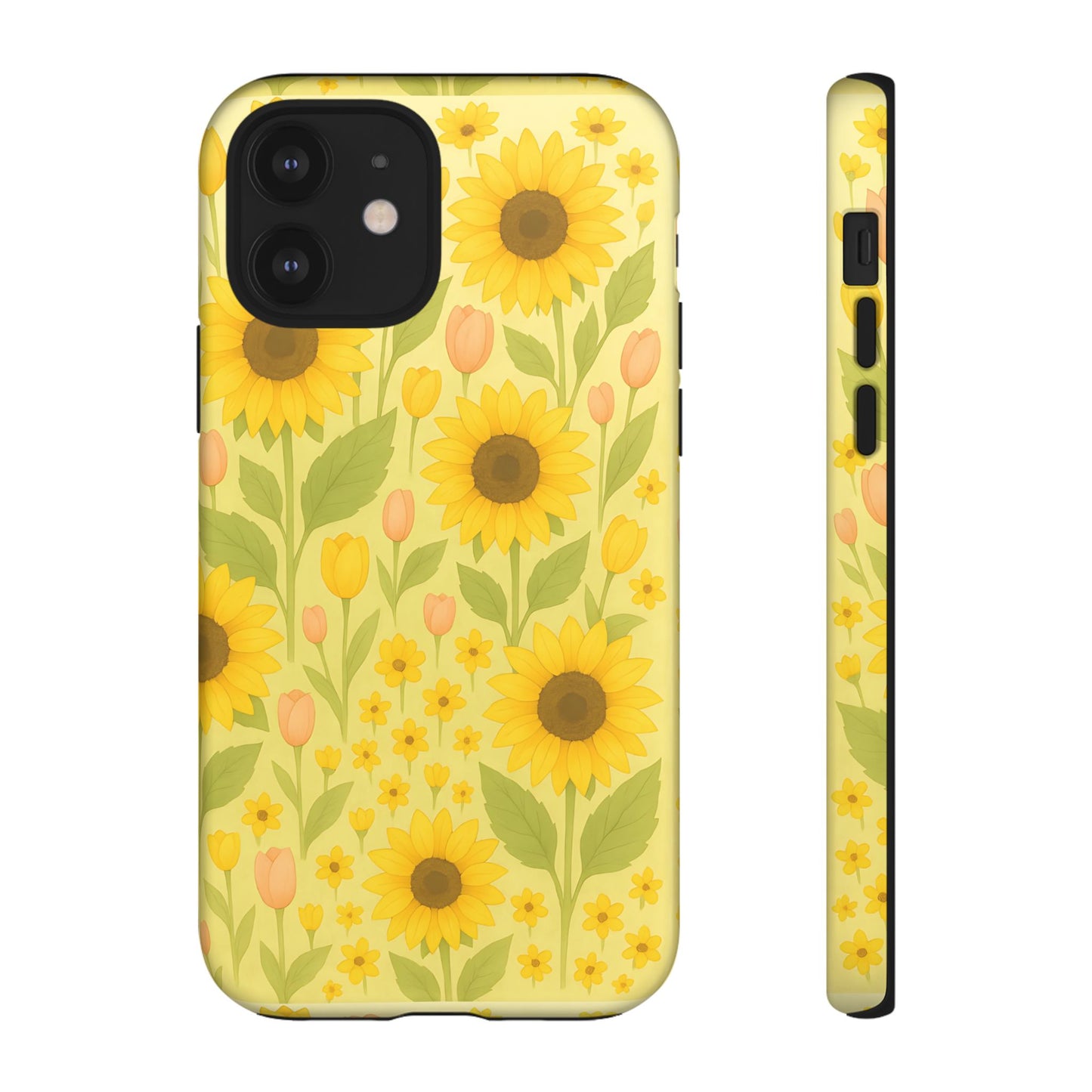 Sunflower Floral Phone Case, Watercolor Botanical Print, Aesthetic Tough Phone Case, Compatible with iPhone, Galaxy, Google