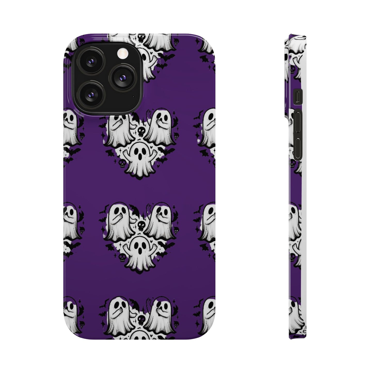 Cute Ghost Heart Slim Phone Case, Creepy Cute Spooky Heart Print, Goth Coquette Aesthetic Spooky Accessories, Halloween Gift Case