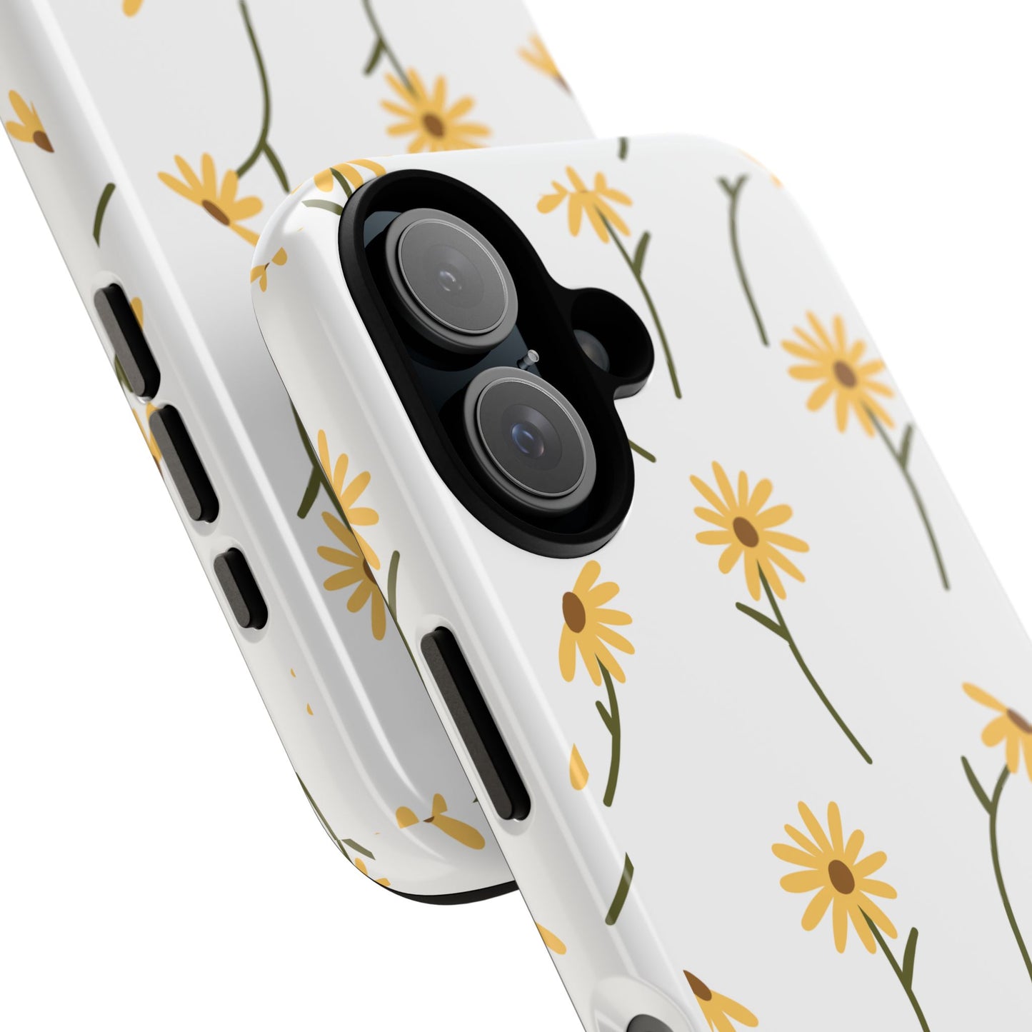 Sunflower Floral Tough Phone Case - Minimal Daisy-Inspired Print, Simple Botanical Aesthetic, Compatible with iPhone, Galaxy, and Google