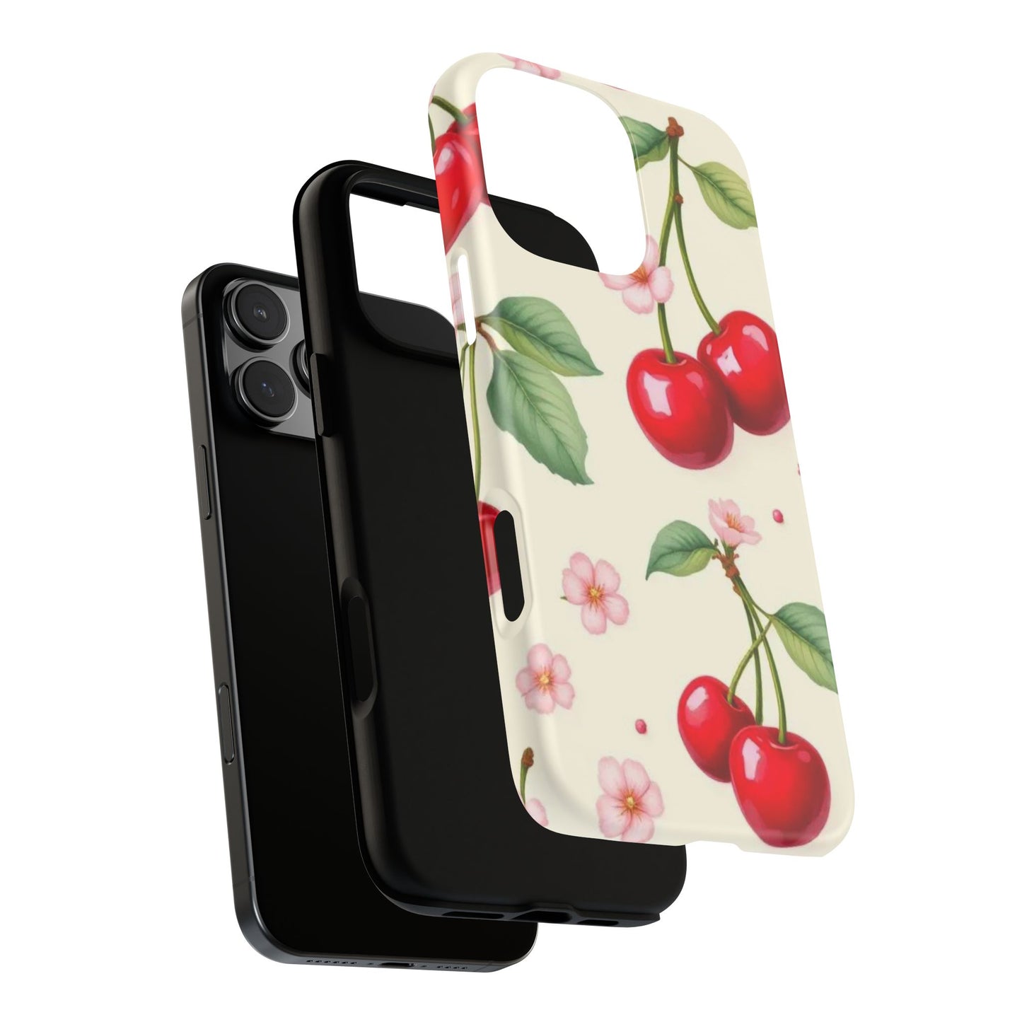 Cherries Coquette Style Tough Case Cute Vintage Aesthetic Phone Cover compatible with iPhone, Samsung, Pixel Coquette Cherry Floral Design