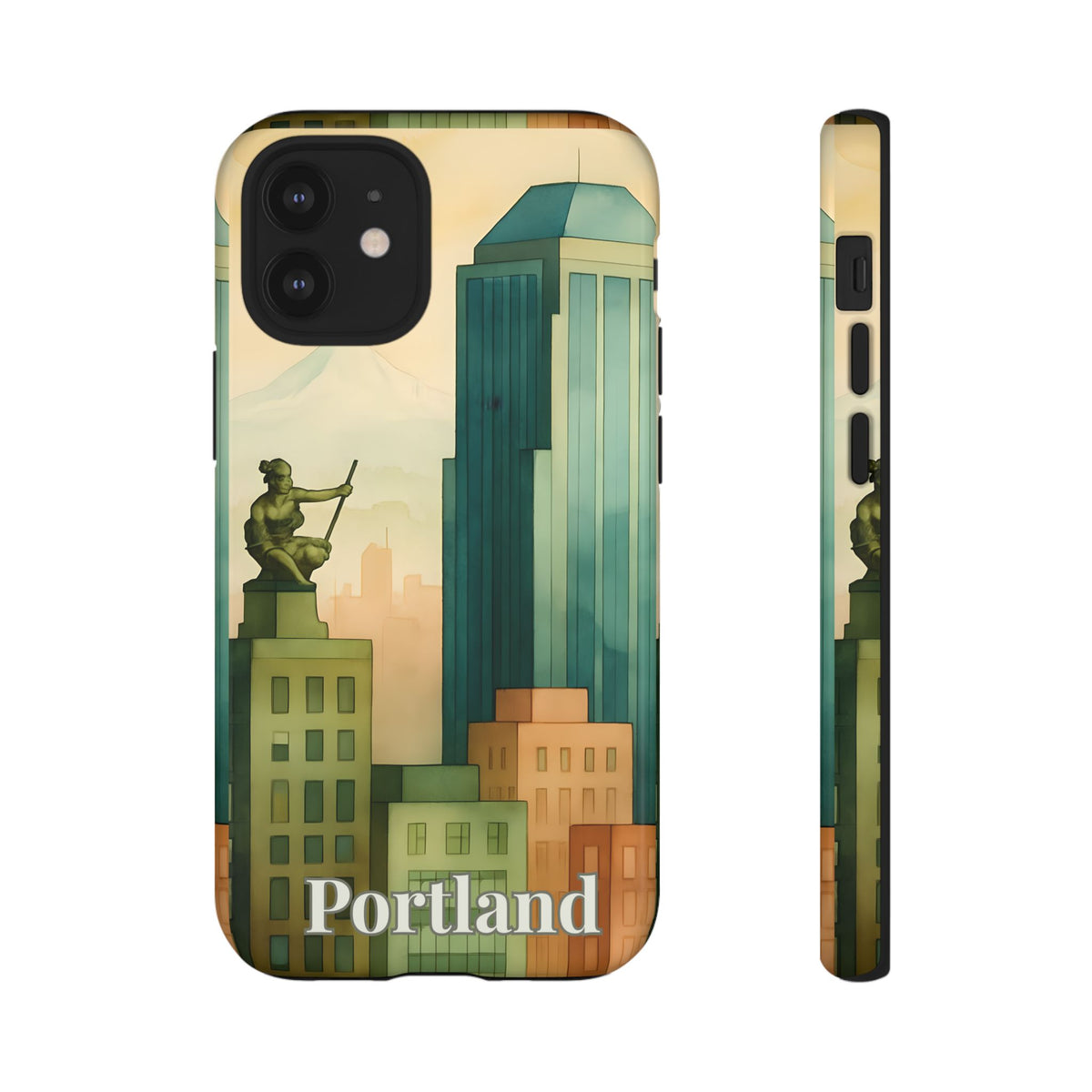 Portland Cityscape Phone Case • Urban Skyline Art Tough Case • Watercolor City Aesthetic • Gift for Travelers • Compatible with iPhone, Galaxy, Google