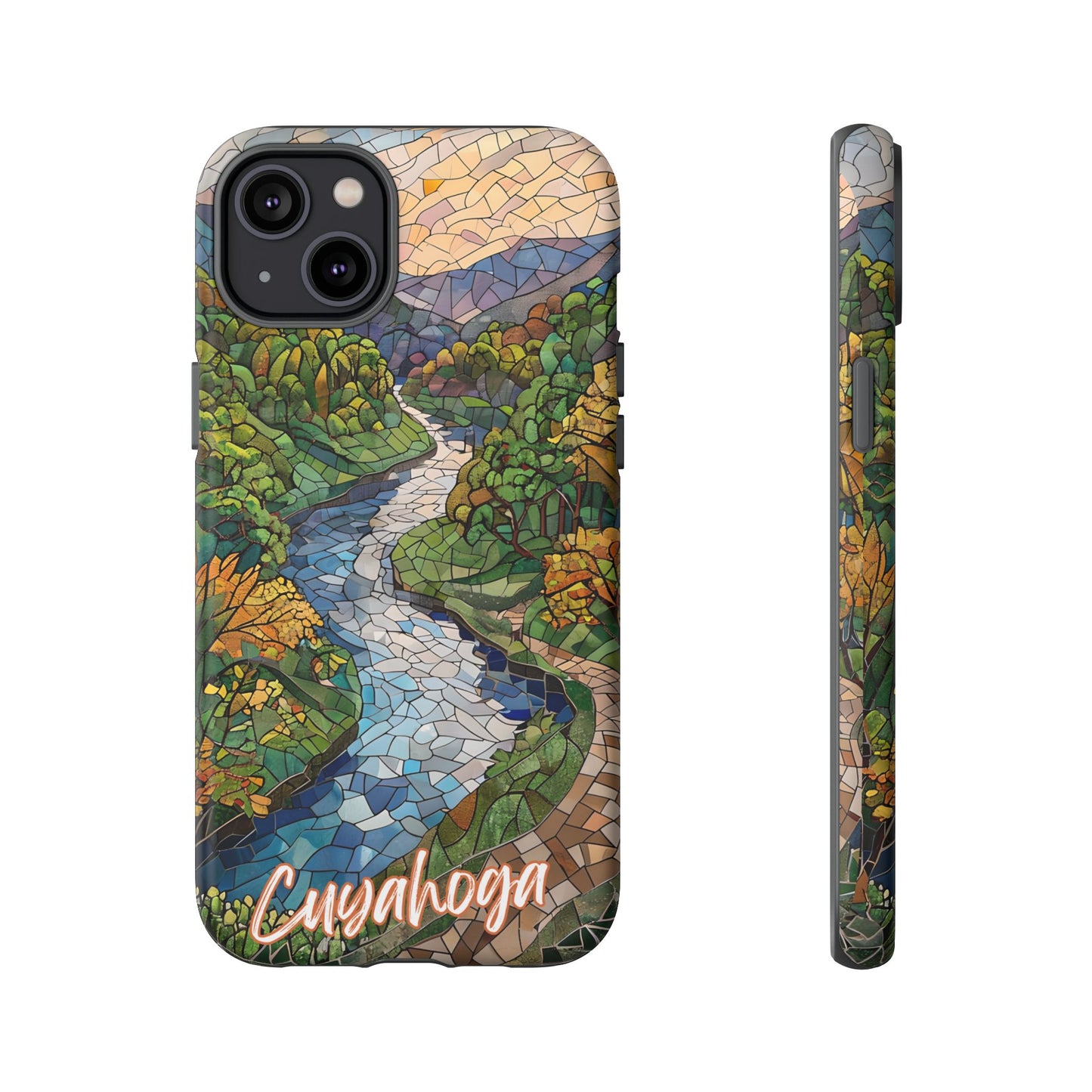 Cuyahoga Valley Mosaic Tough Phone Case - Midwest Forest Art, Scenic Nature Aesthetic, Compatible with iPhone, Galaxy, and Google Phones
