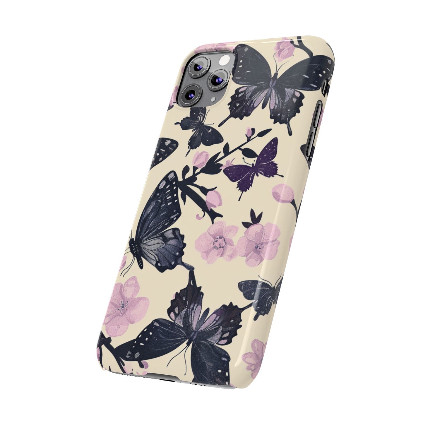 Butterfly Floral Slim Phone Cases, Elegant Butterfly Design, Nature Lover Gift, Phone Accessory, Stylish Cases for Women