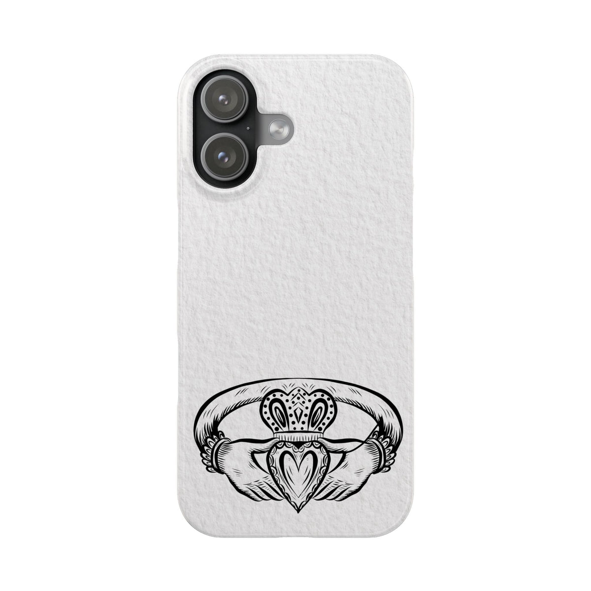 Claddagh Slim Phone Case Irish Symbol Ring Minimal Black White Design Love Loyalty Friendship Compatible with iPhone 17 16 15 14 13 12 11