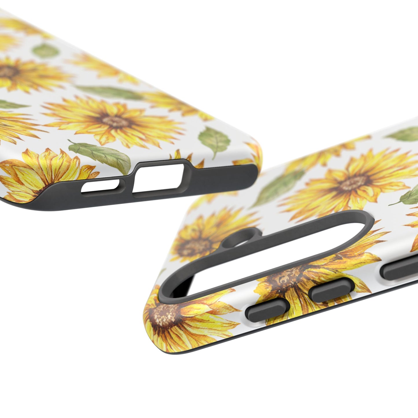 Sunflower Floral Tough Phone Case - Watercolor Botanical Print, Bright Nature Aesthetic, Compatible with iPhone, Galaxy, and Google Phones