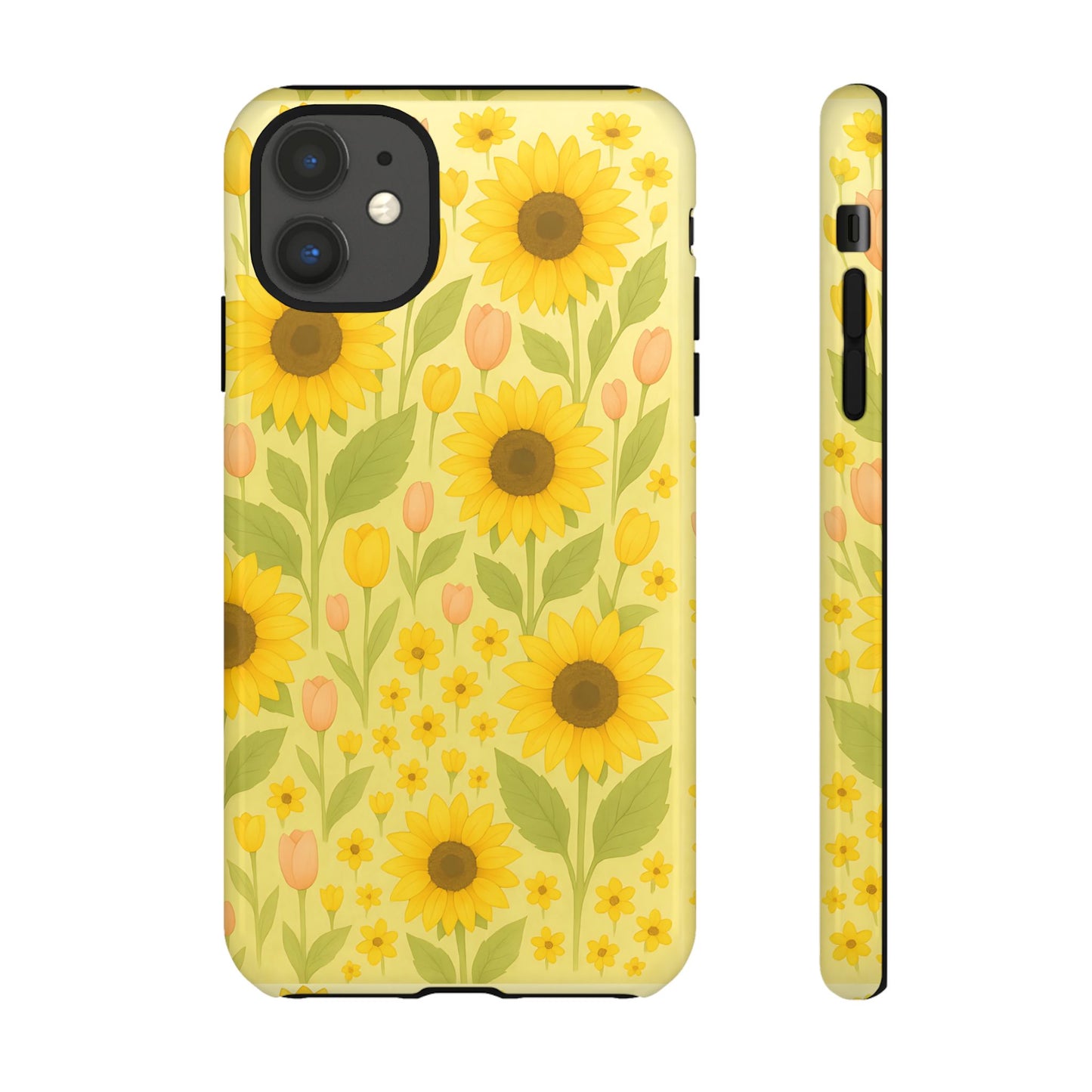 Sunflower Floral Phone Case, Watercolor Botanical Print, Aesthetic Tough Phone Case, Compatible with iPhone, Galaxy, Google