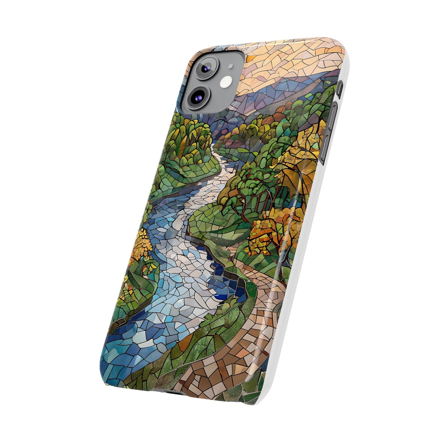 Cuyahoga Valley Mosaic Slim Phone Case, Midwest Forest Art, Scenic Nature Aesthetic, Unique Gift for Nature Lovers
