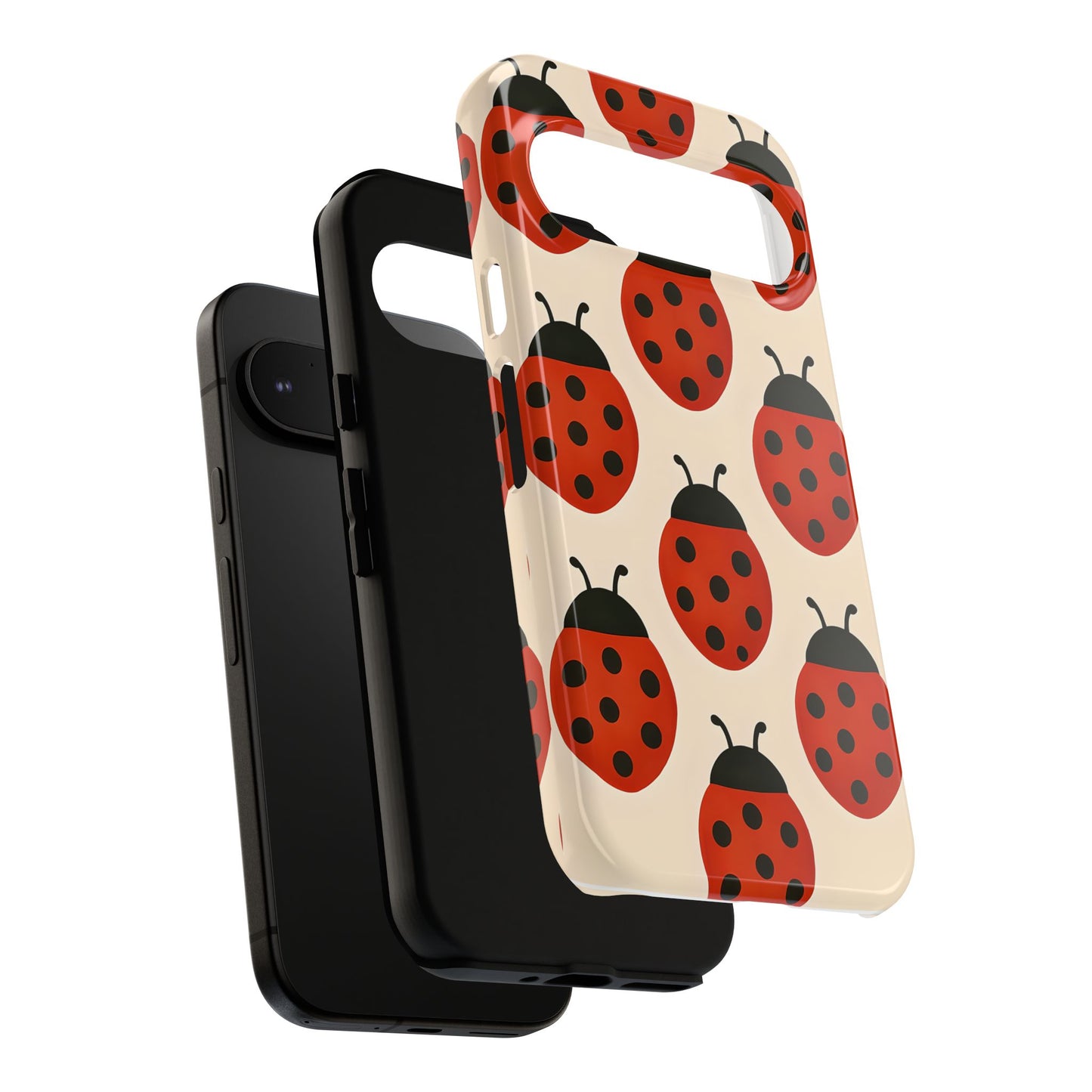 Cute Ladybug Tough Phone Case - Red and Black Insect Pattern, Nature-Inspired Design, Compatible with iPhone, Galaxy, and Google Phones