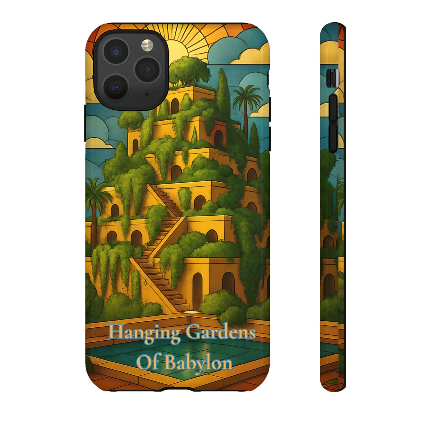Hanging Gardens of Babylon Tough Phone Case Ancient World Wonder Art, Mythical Historic Aesthetic Compatible with iPhone, Galaxy, and Google