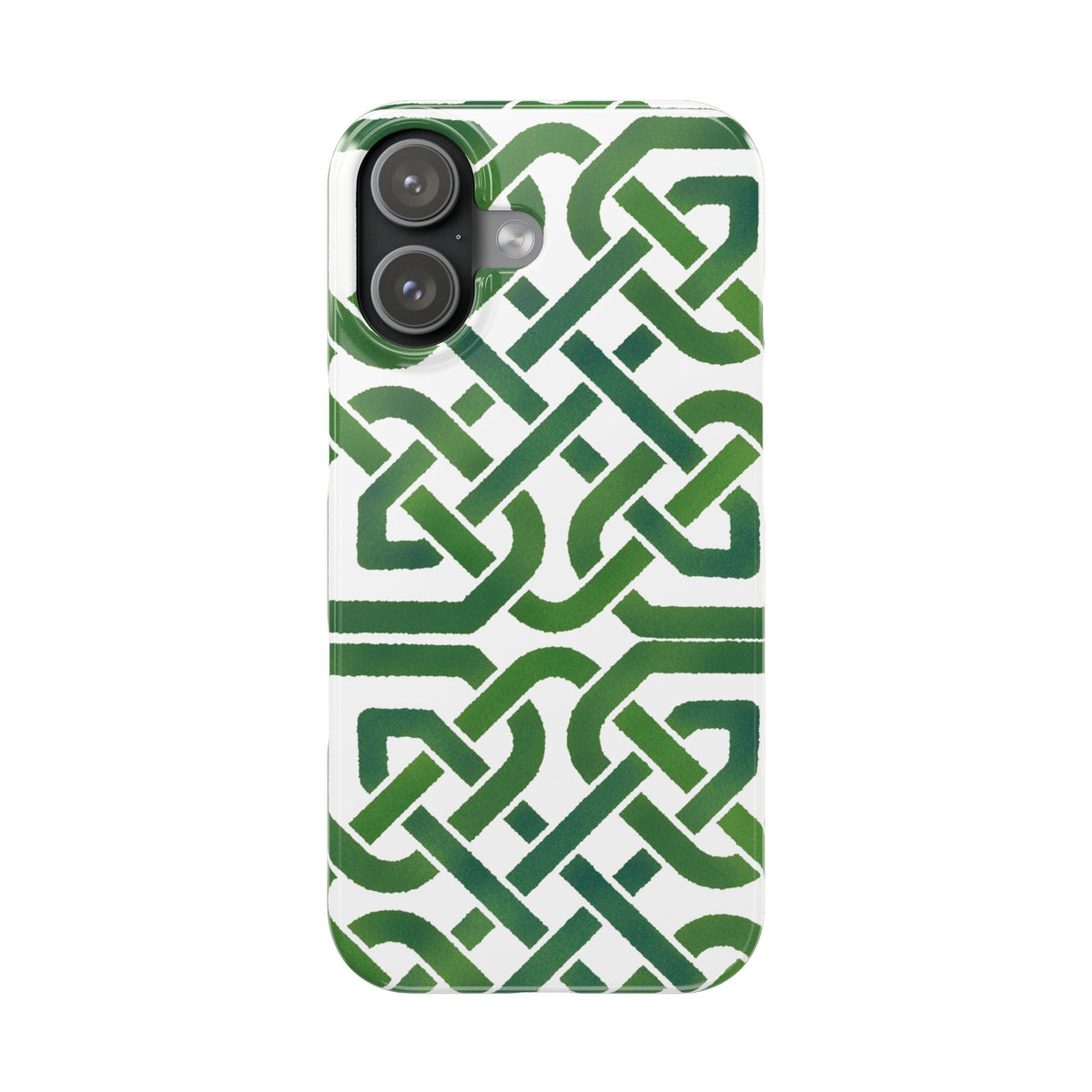 Celtic Knot Slim Phone Case, Irish Pattern Phone Cover, Green Heritage Art Style Compatible with iPhone 17, 16, 15, 14, 13, 12, 11