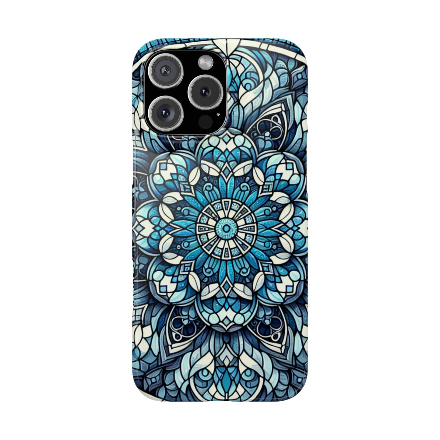 Decorative Slim Phone Case - Blue Mandala Design, Gift for Her, Phone Accessories, Boho Style, Unique Cell Phone Cover, Trendy Tech